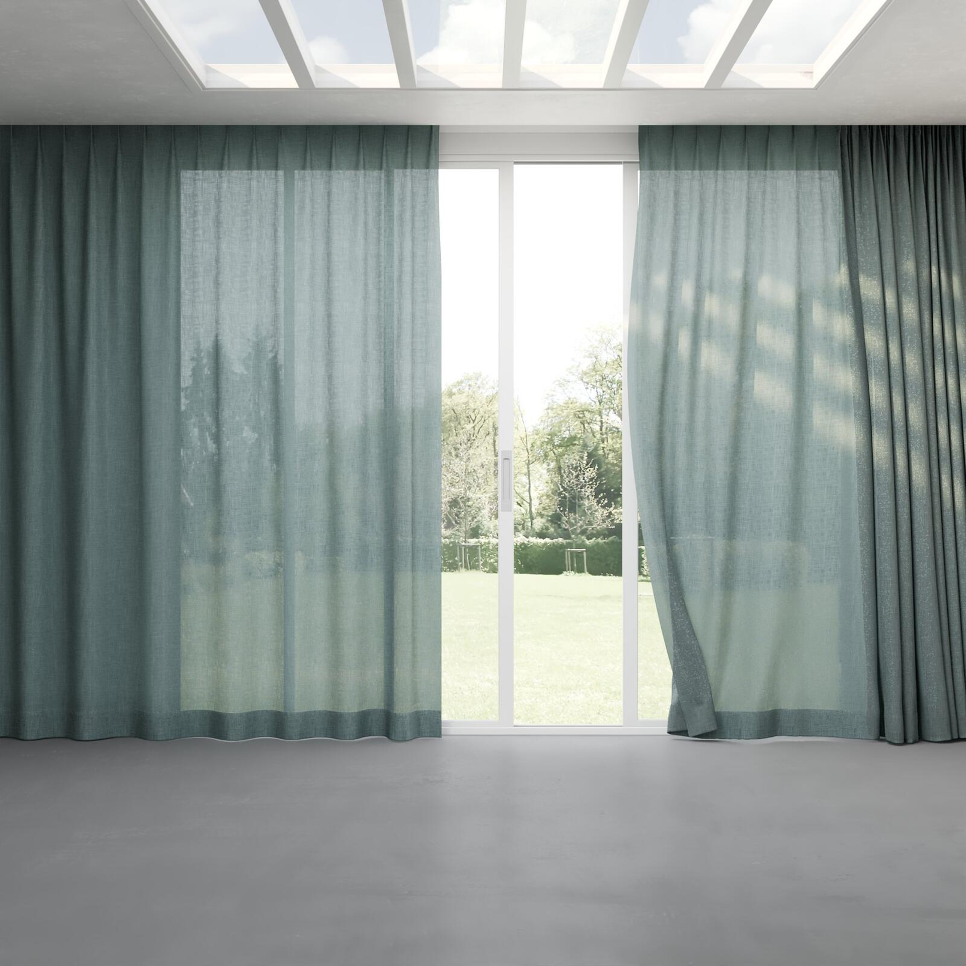 Full view of Motion Jade, pinch pleat