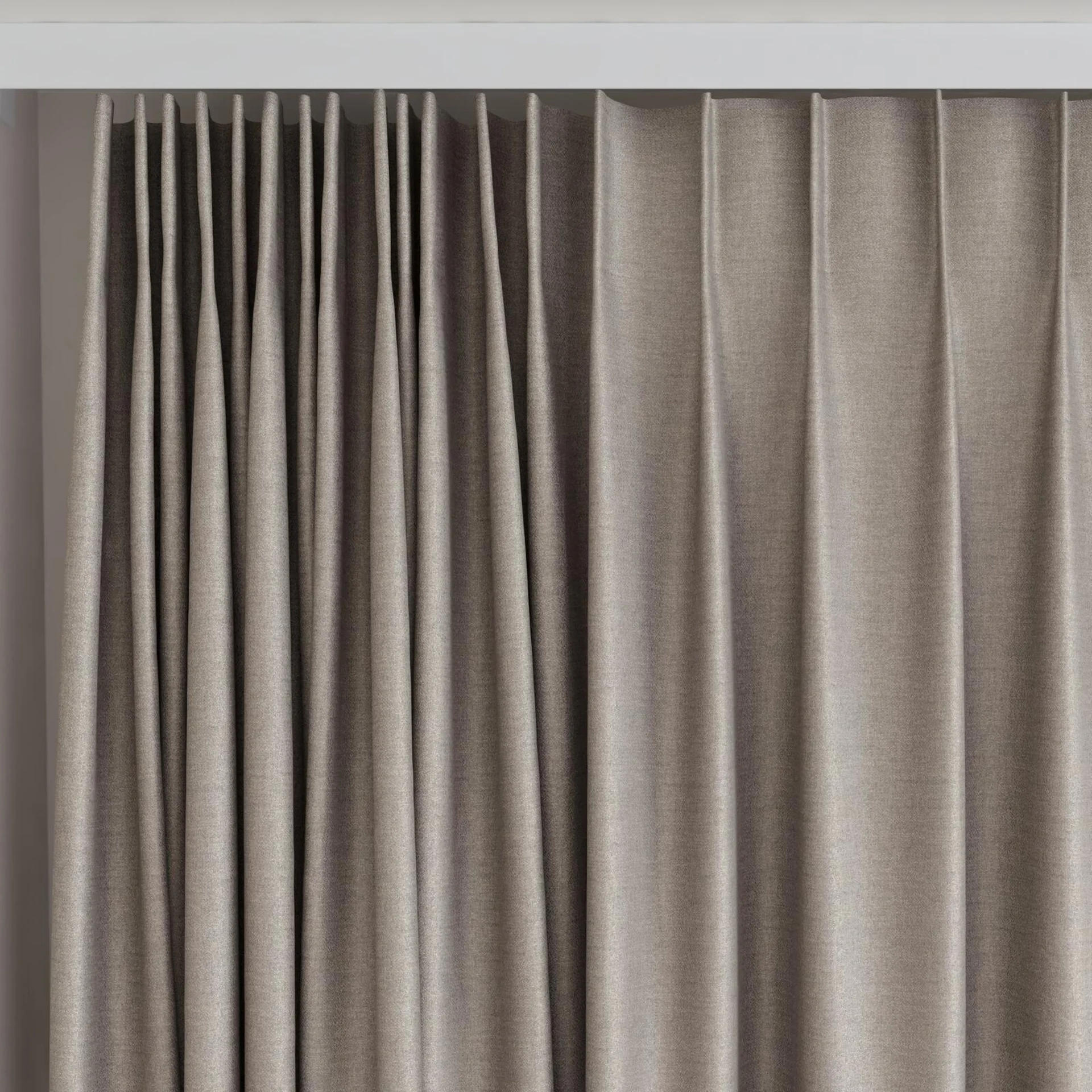 Top view of Eclipse Blackout Driftwood, on curtain rail