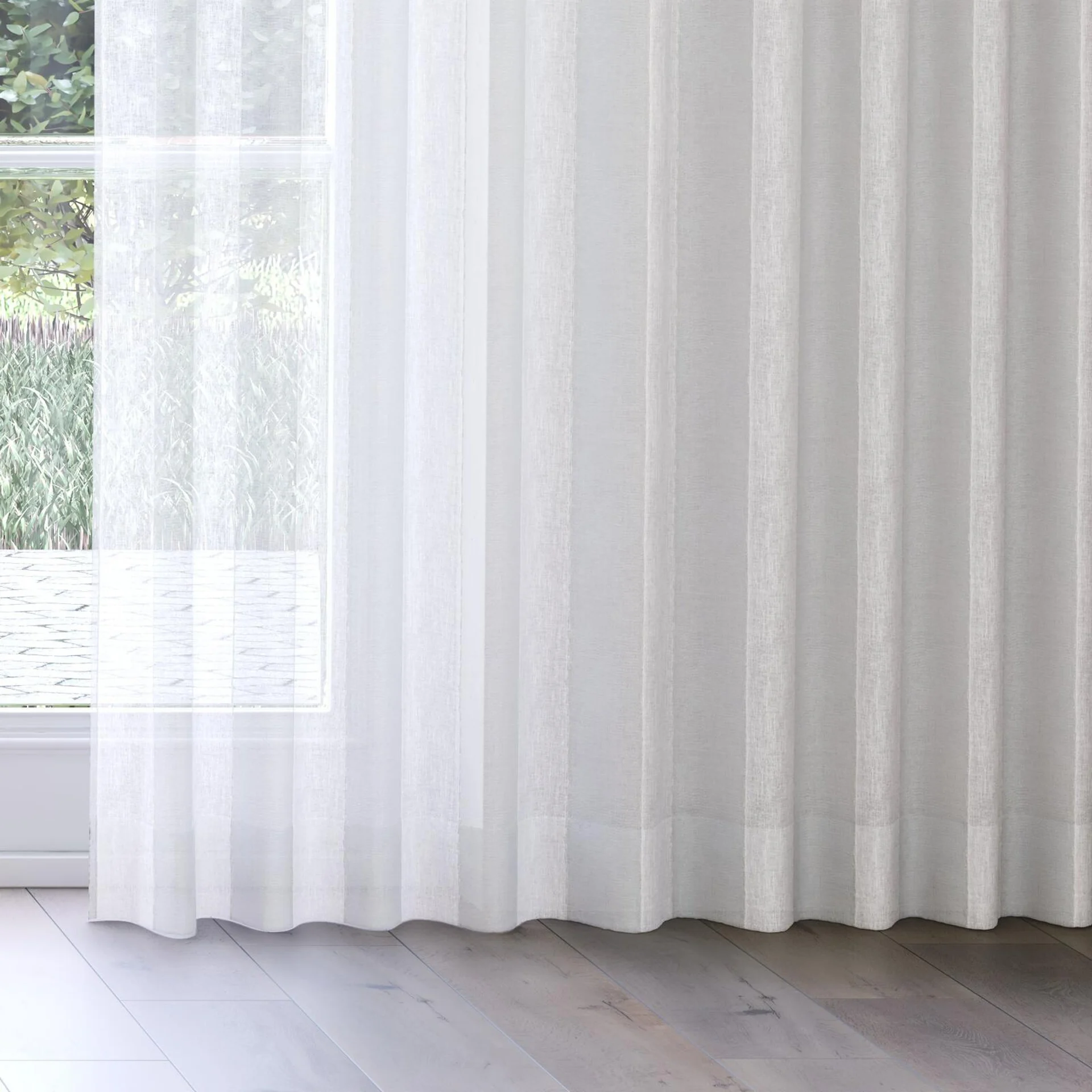 Bottom view of Zanella Stillwater, on curtain rail