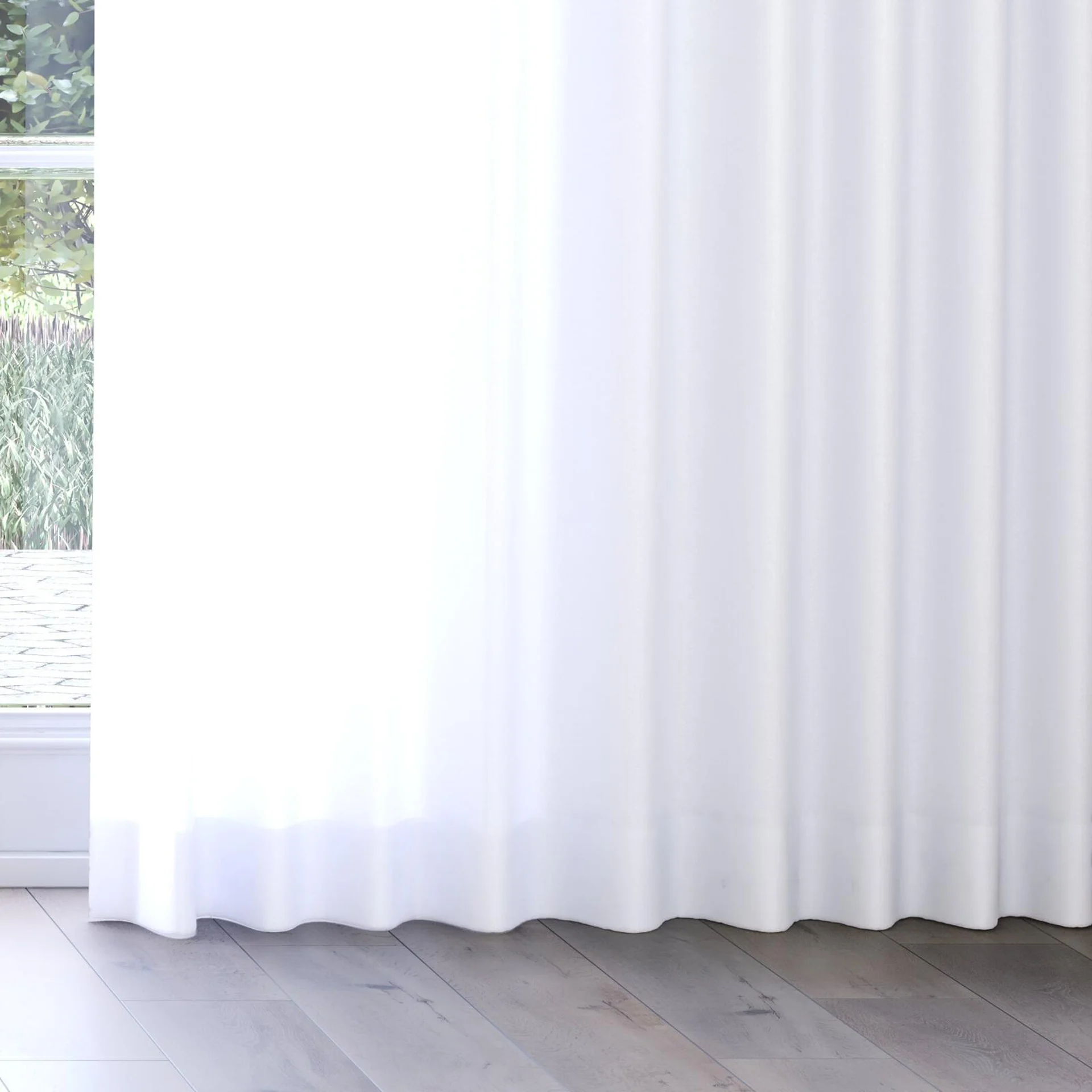 Bottom view of Kite Silver, on curtain rail