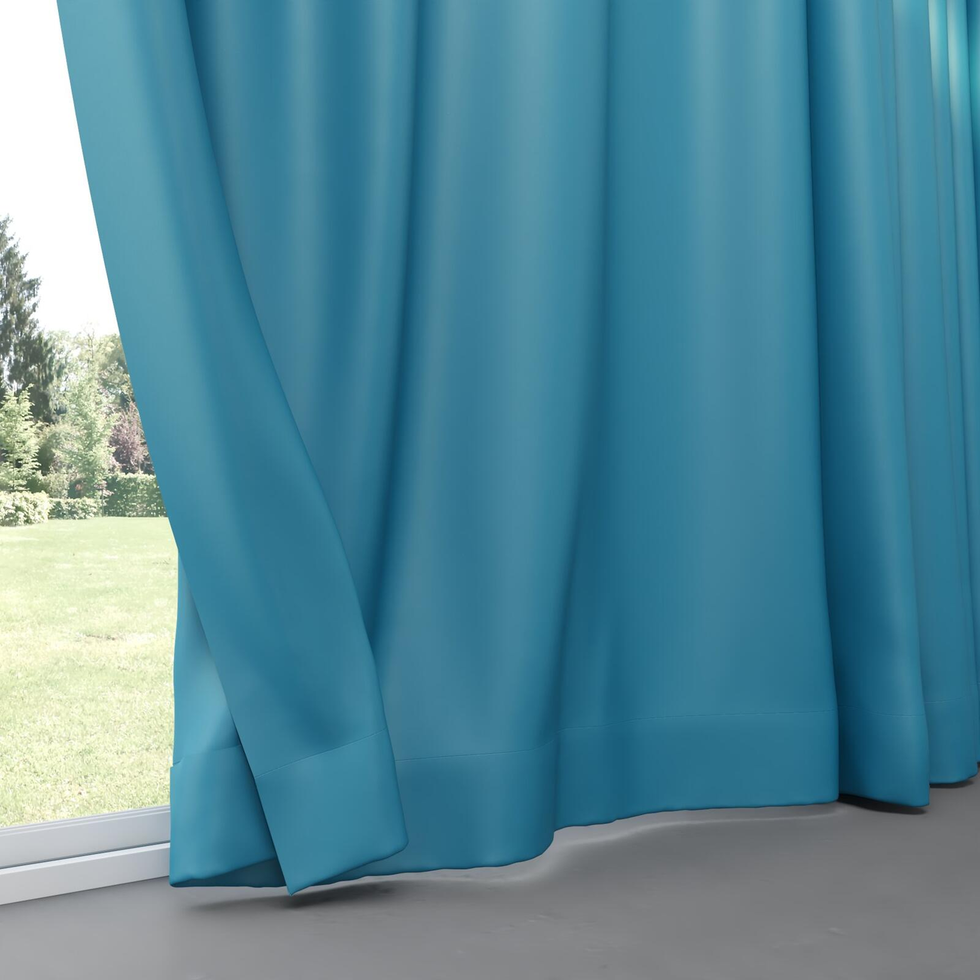 Bottom view of Blockbuster Teal, pinch pleat