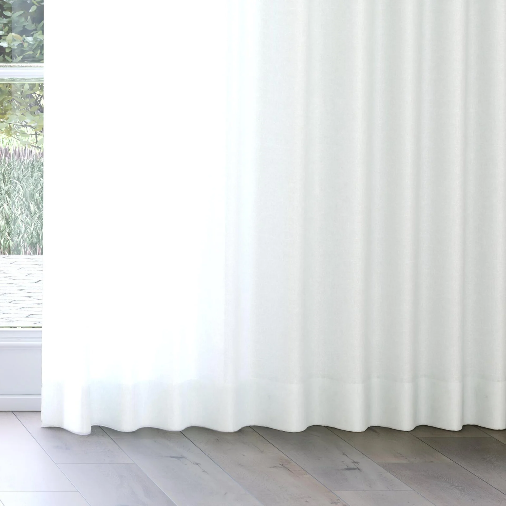 Bottom view of Pure Swan, on curtain rail
