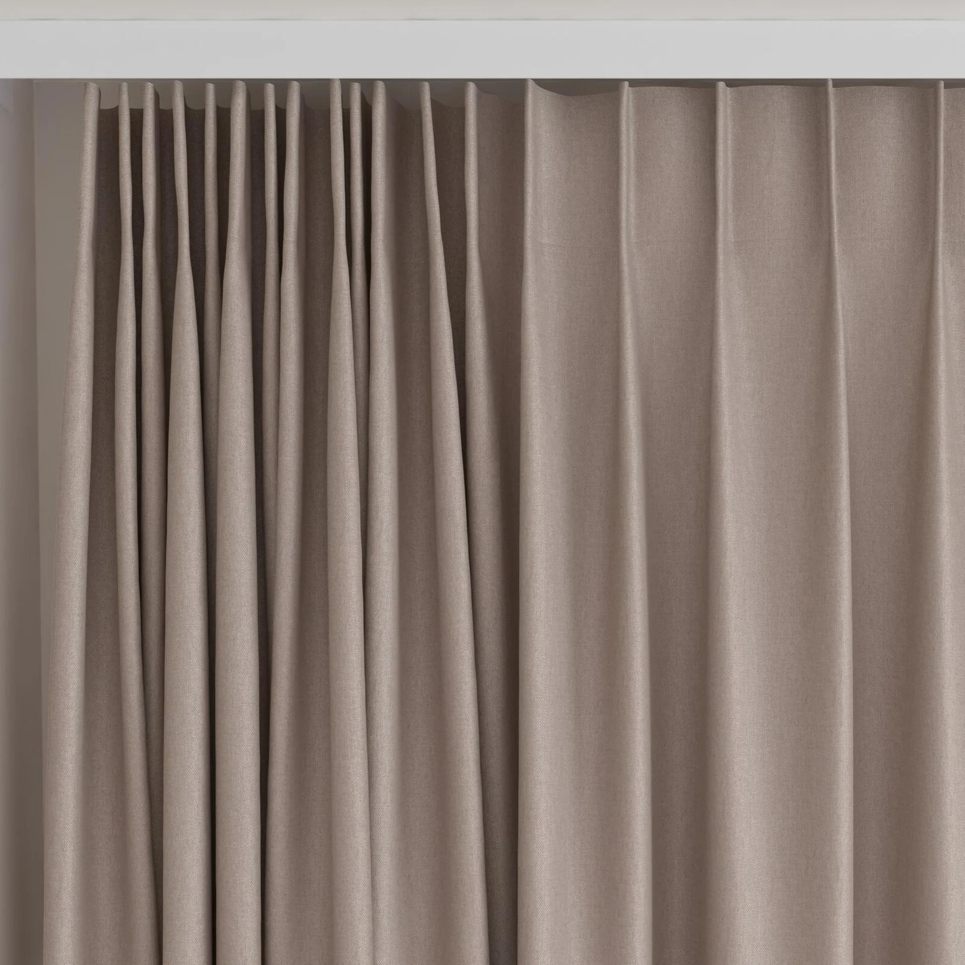 Top view of Infinite Blush, on curtain rail