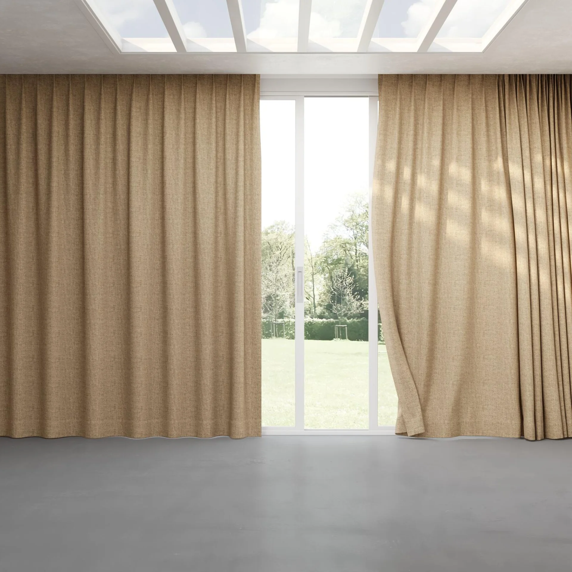 Full view of Earthwild Camel, pinch pleat