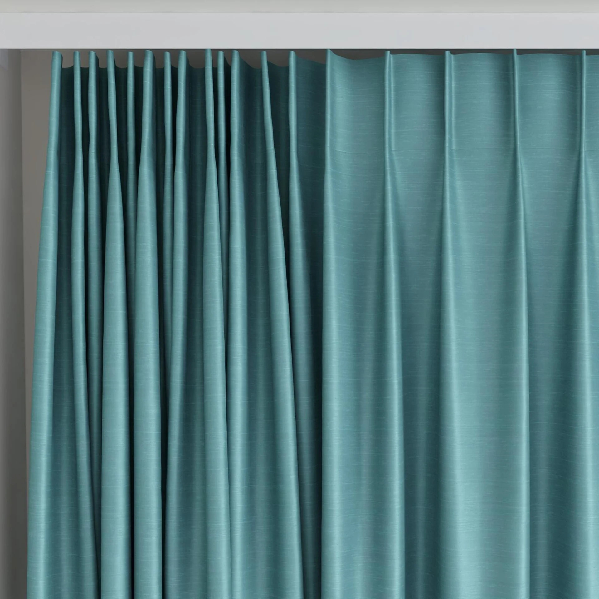 Top view of Silky Lapis, on curtain rail