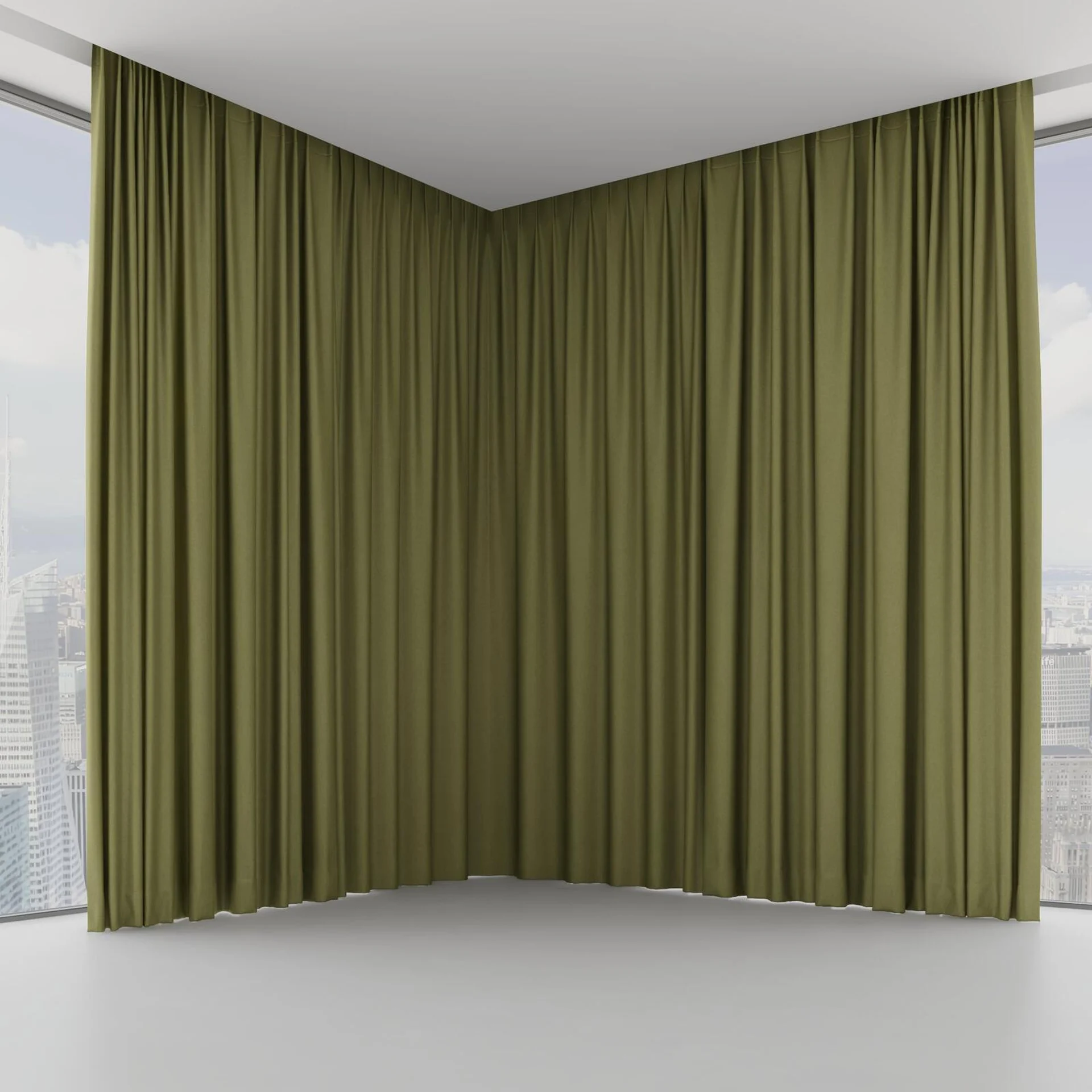 Front view of Woolly/Woolen Olive, on hidden rail
