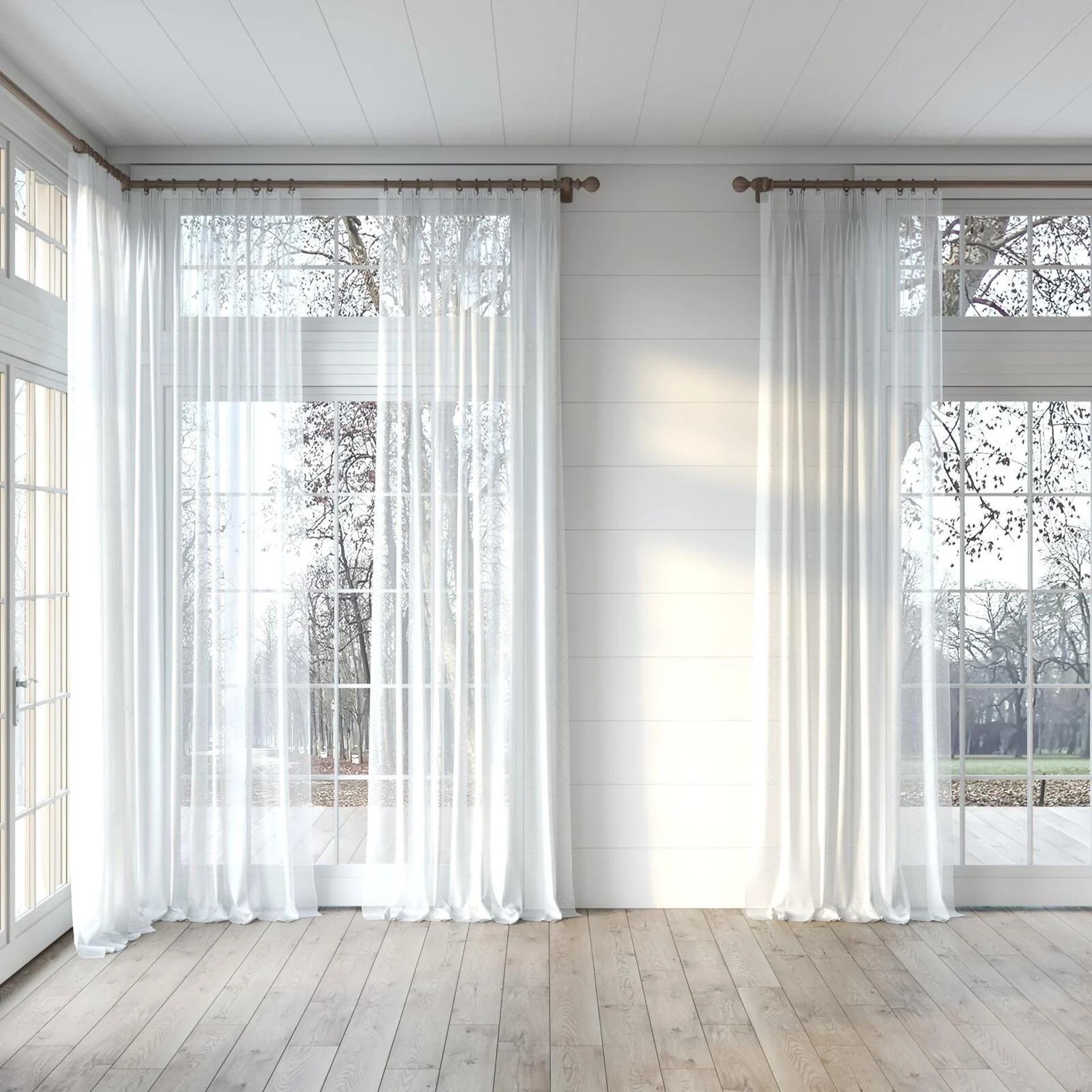 Full view of Locomotion Pure, puddled, on curtain rod