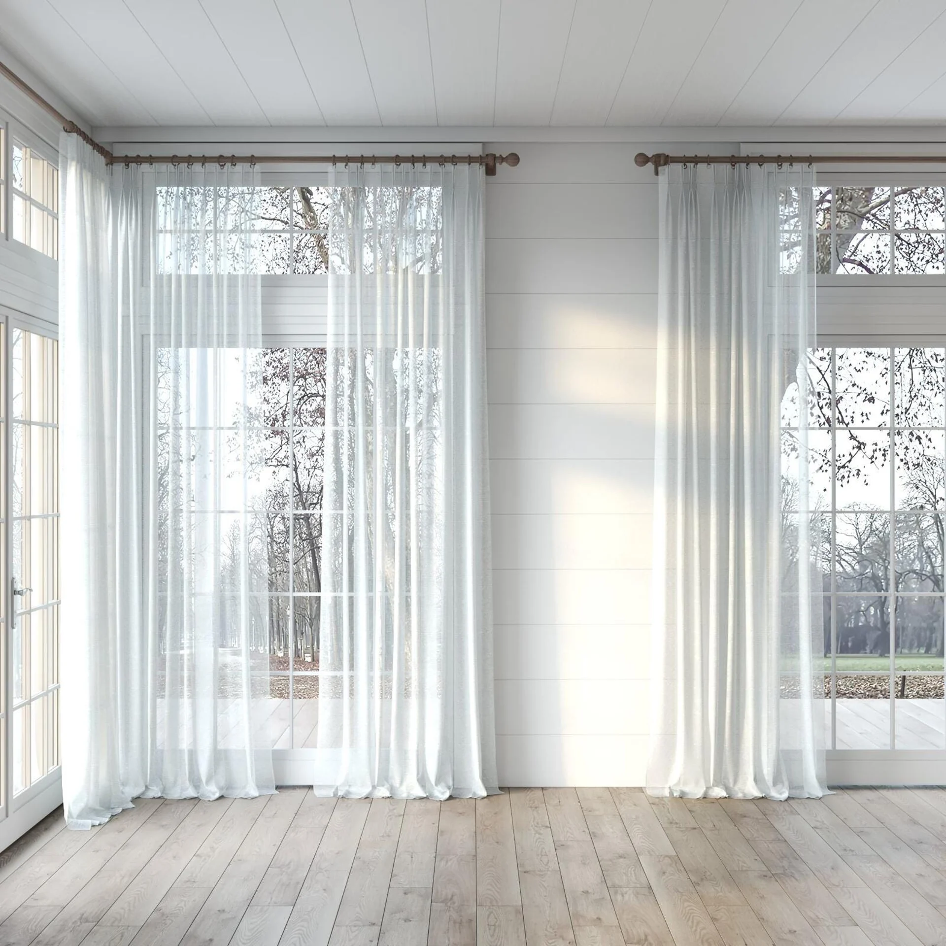 Full view of Enso Silver, puddled, on curtain rod