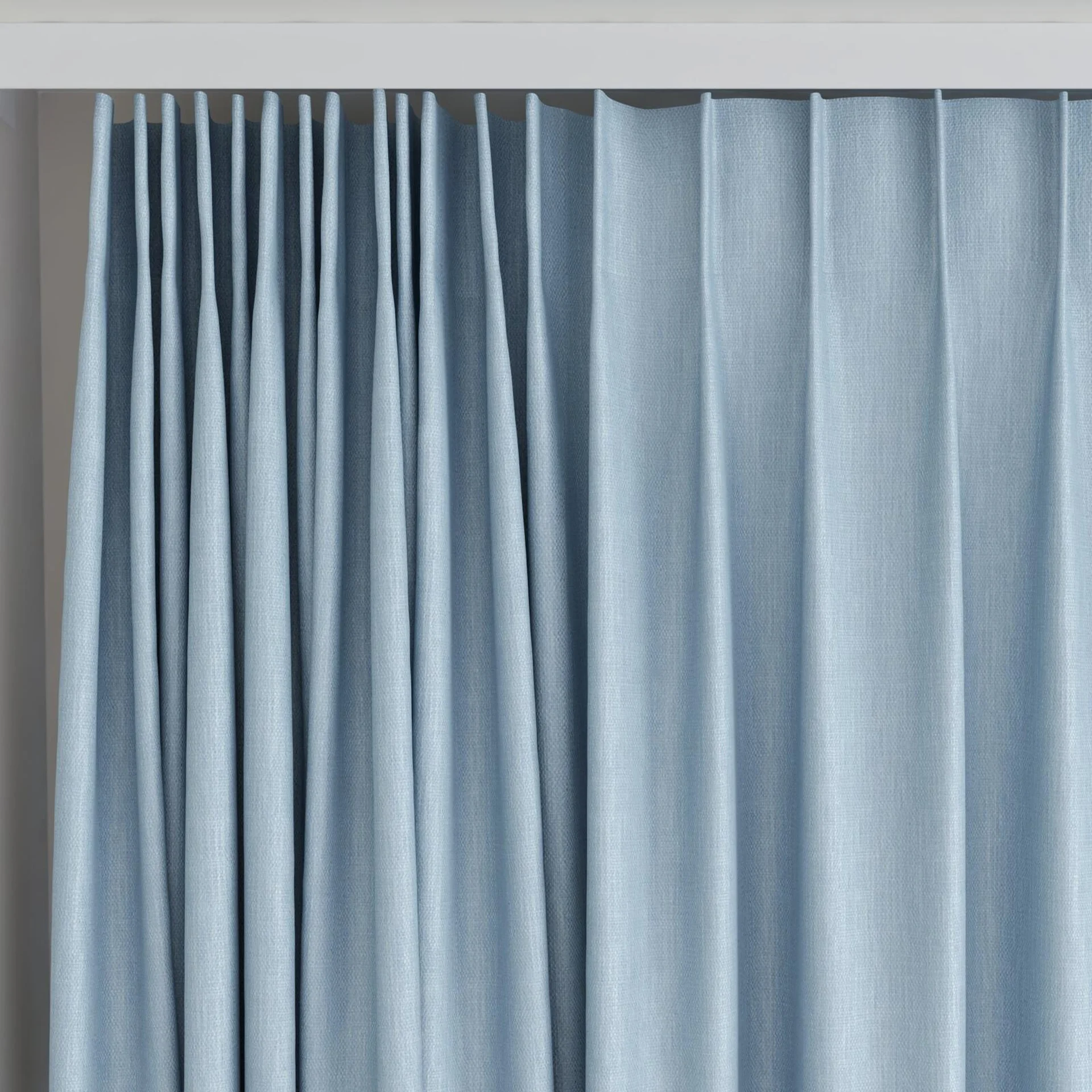 Top view of Cordoba Aqua, on curtain rail