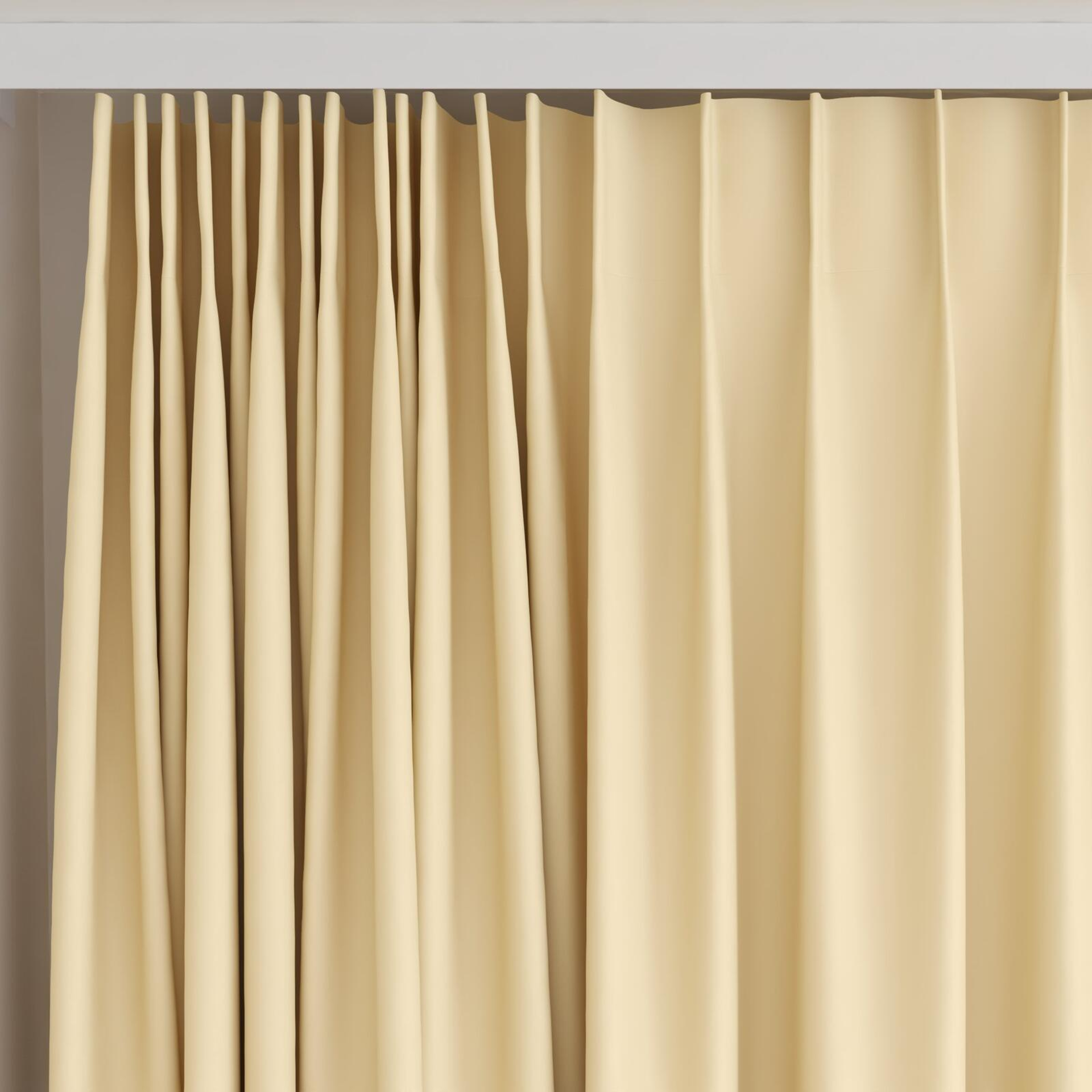 Top view of Ultra Dim Macaroon, on curtain rail