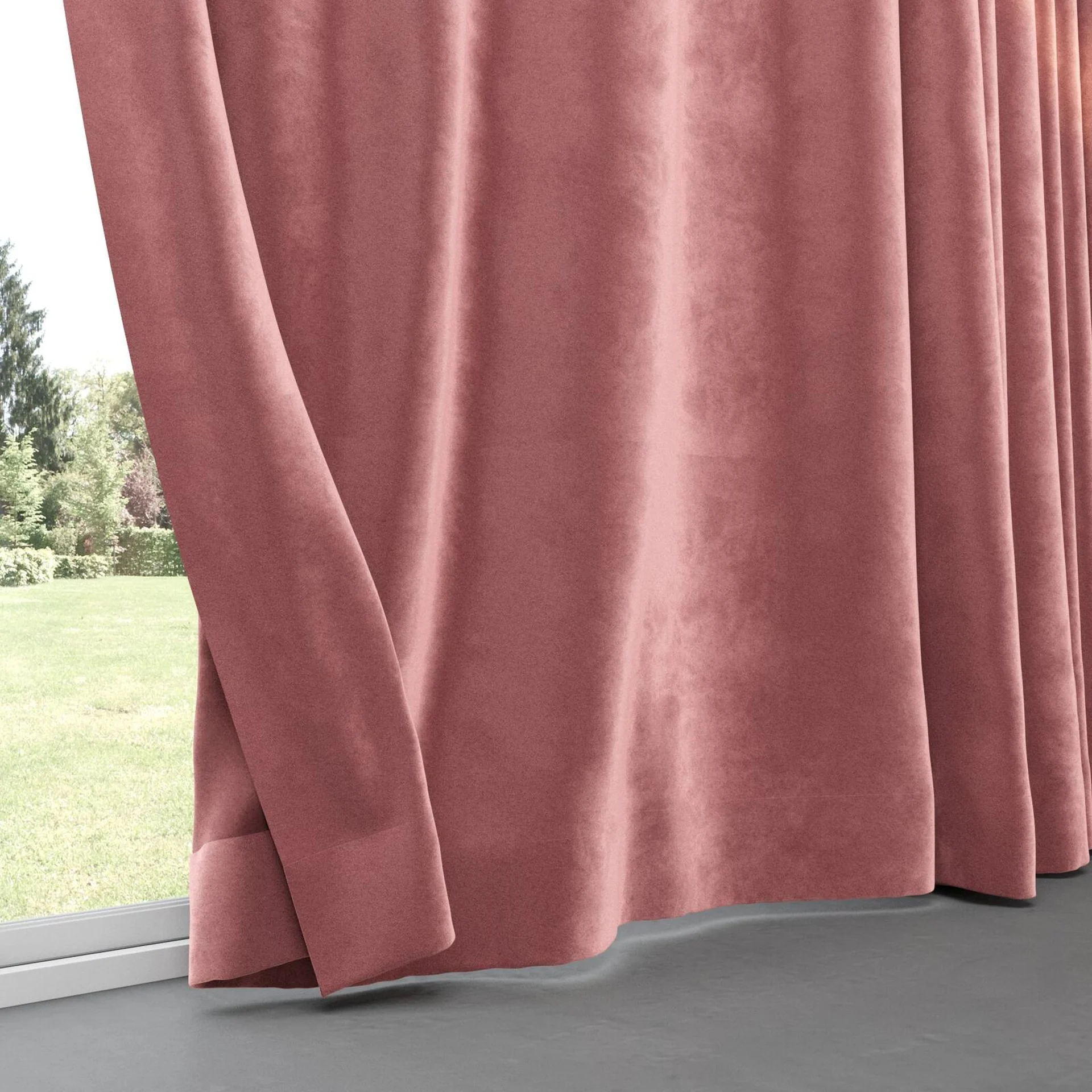 Bottom view of Velvelux Ruby, pinch pleat