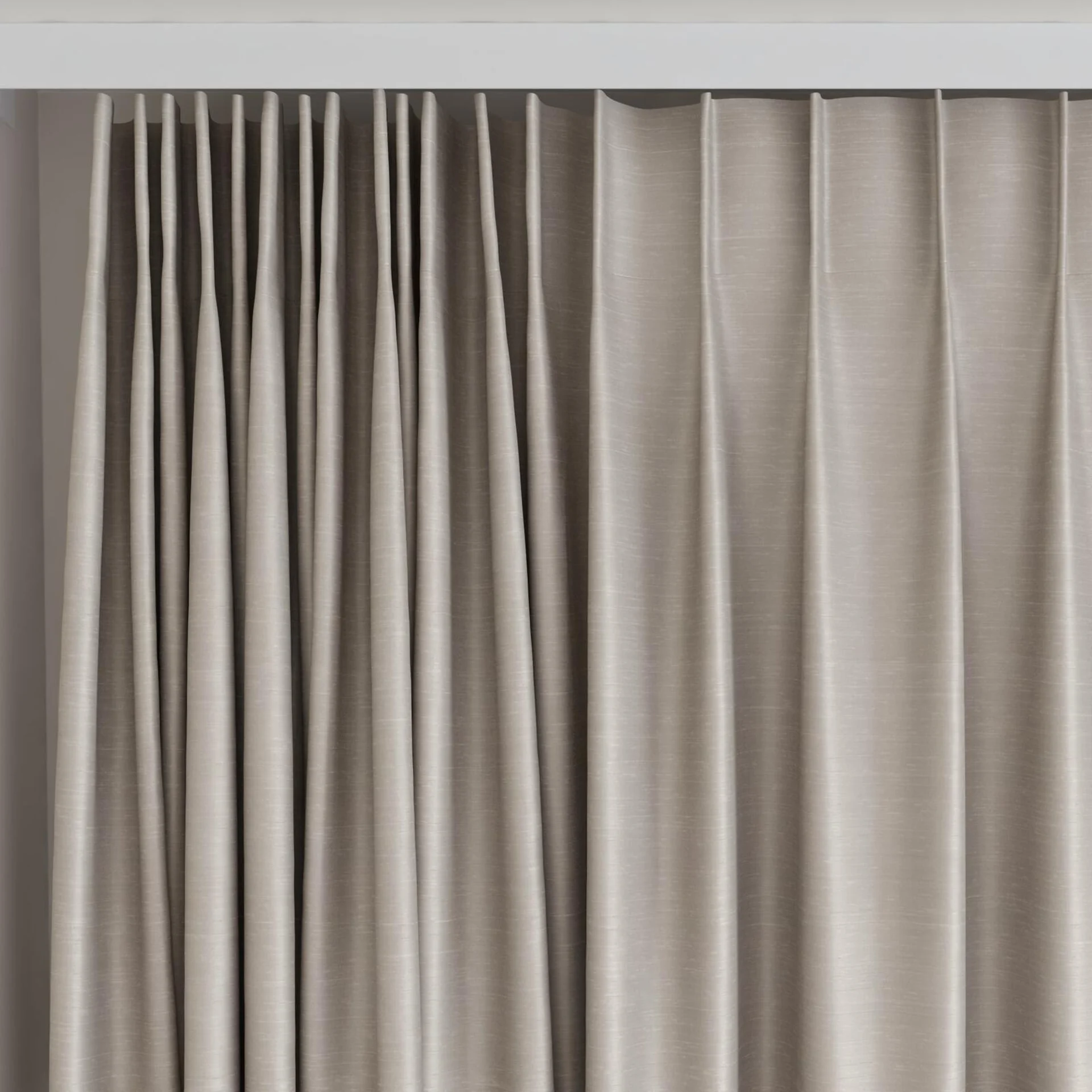 Top view of Silky Limestone, on curtain rail