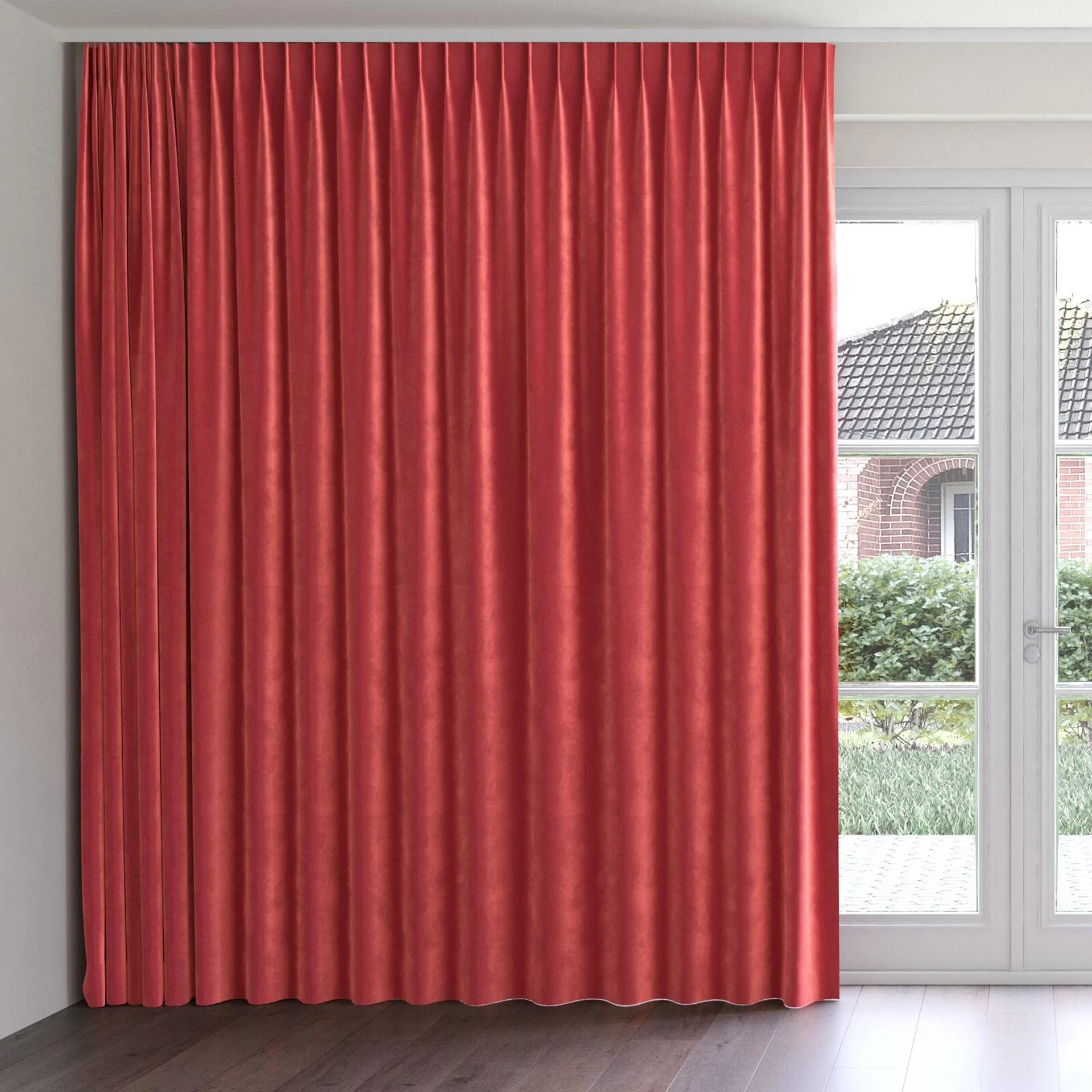 Front view of Velvelux Lollipop, on curtain rail