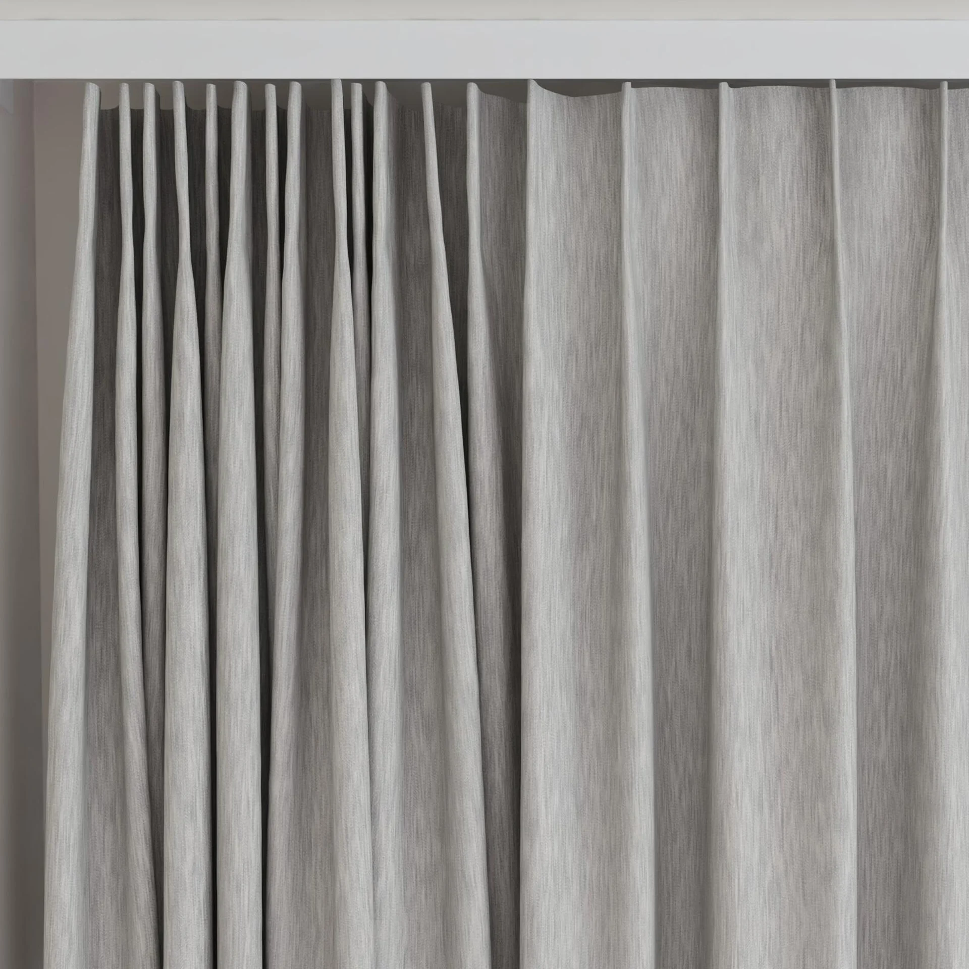 Top view of Tuxedo Mist, on curtain rail