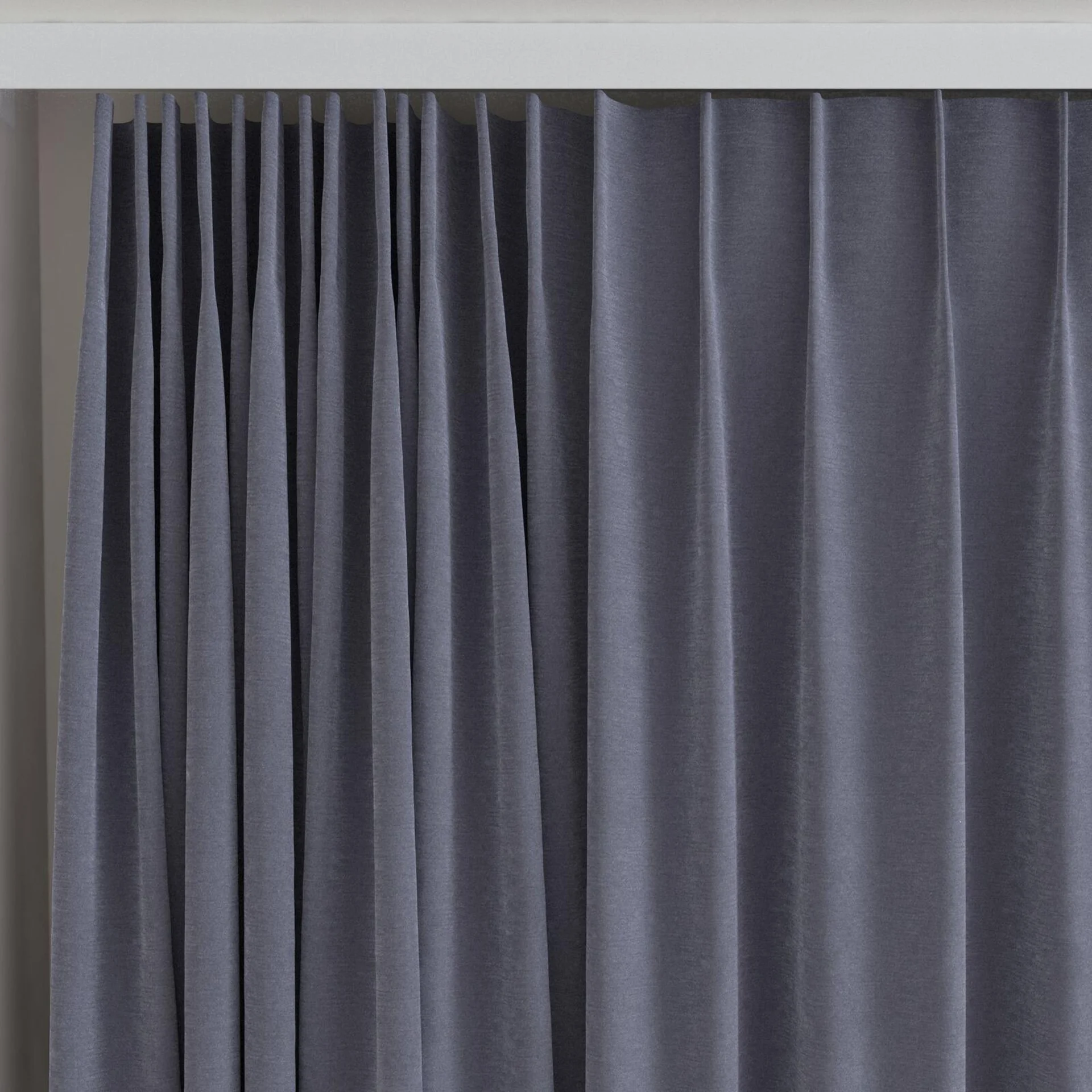 Top view of Moon Charcoal, on curtain rail