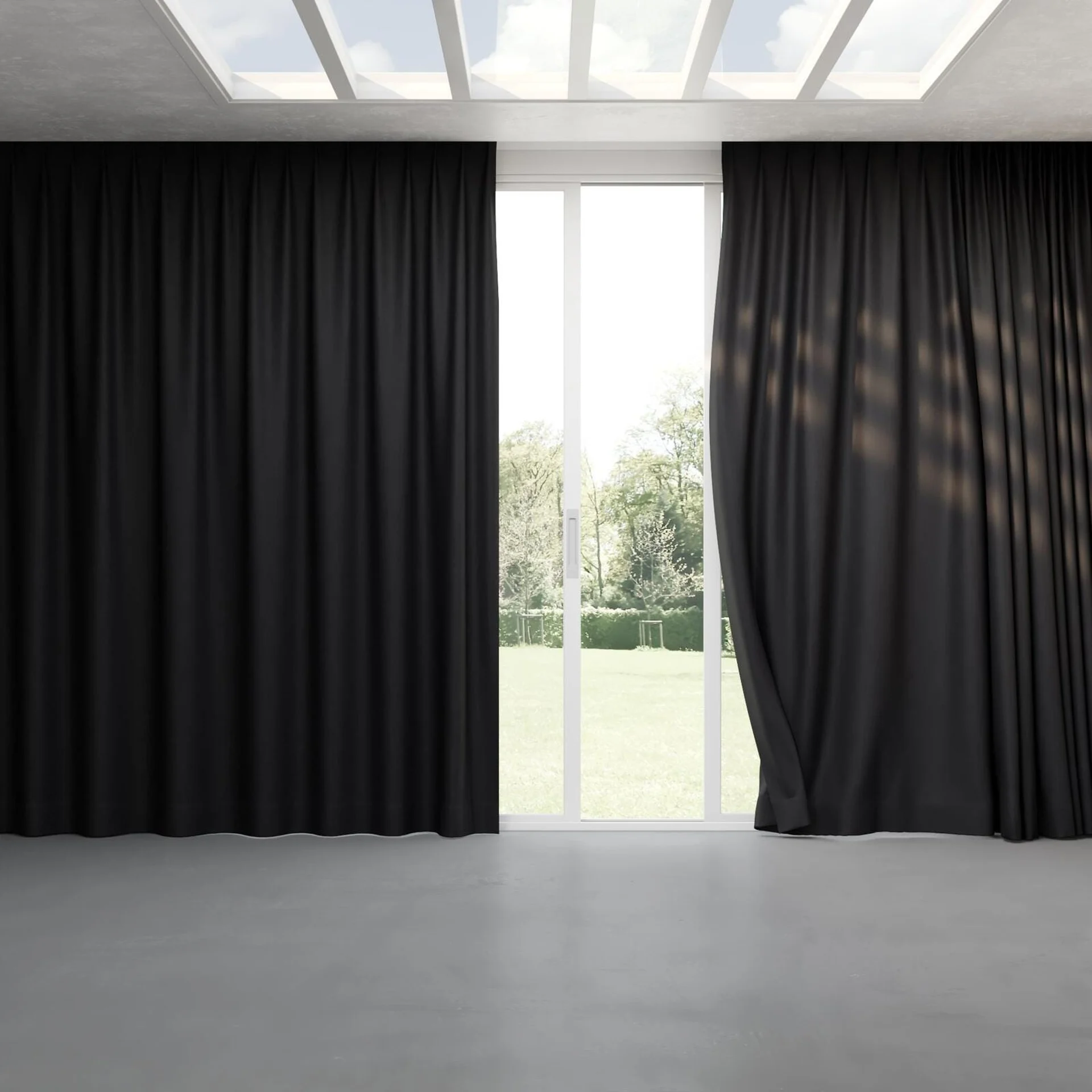 Full view of Kidglove Onyx, pinch pleat