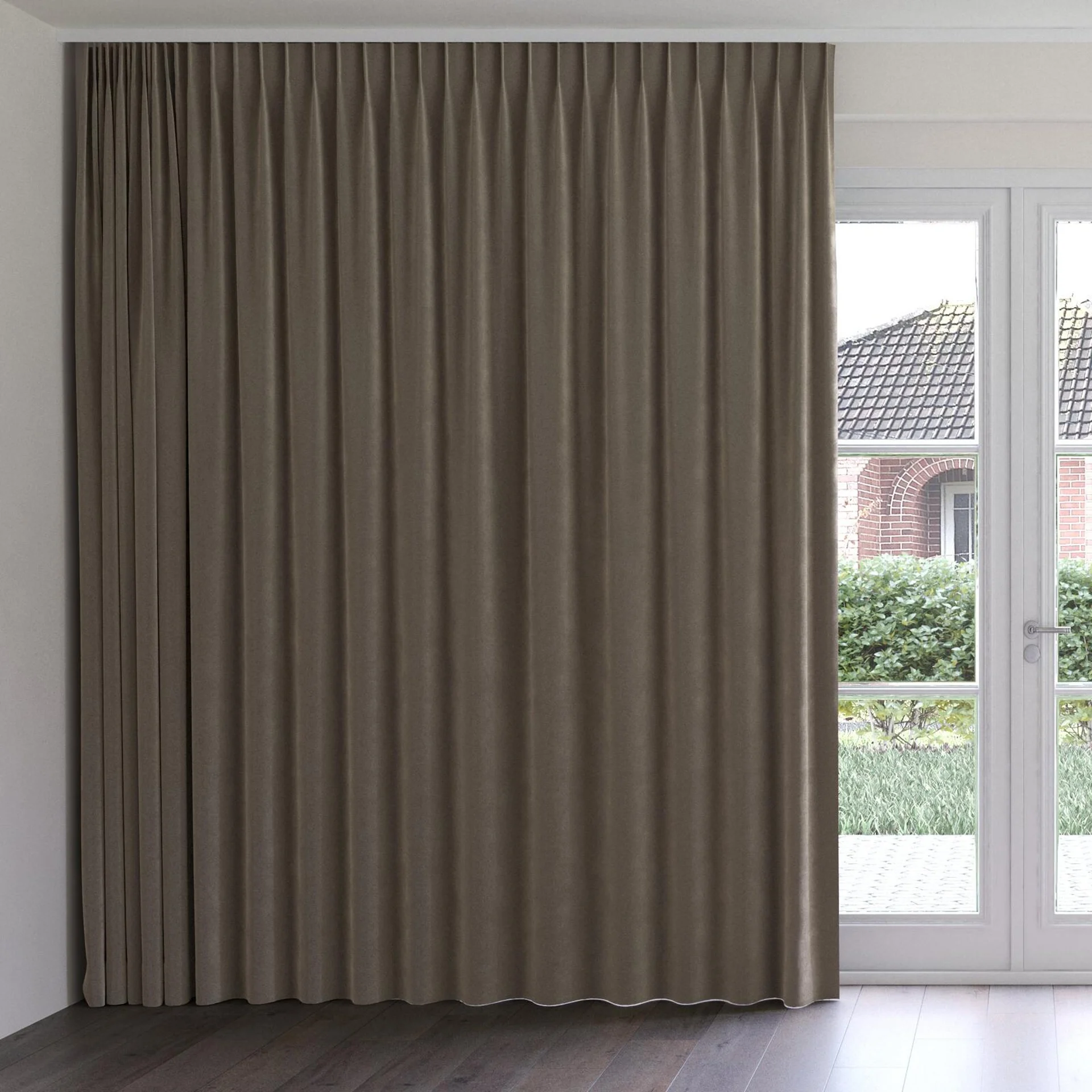 Front view of Verbier Pinecone, on curtain rail