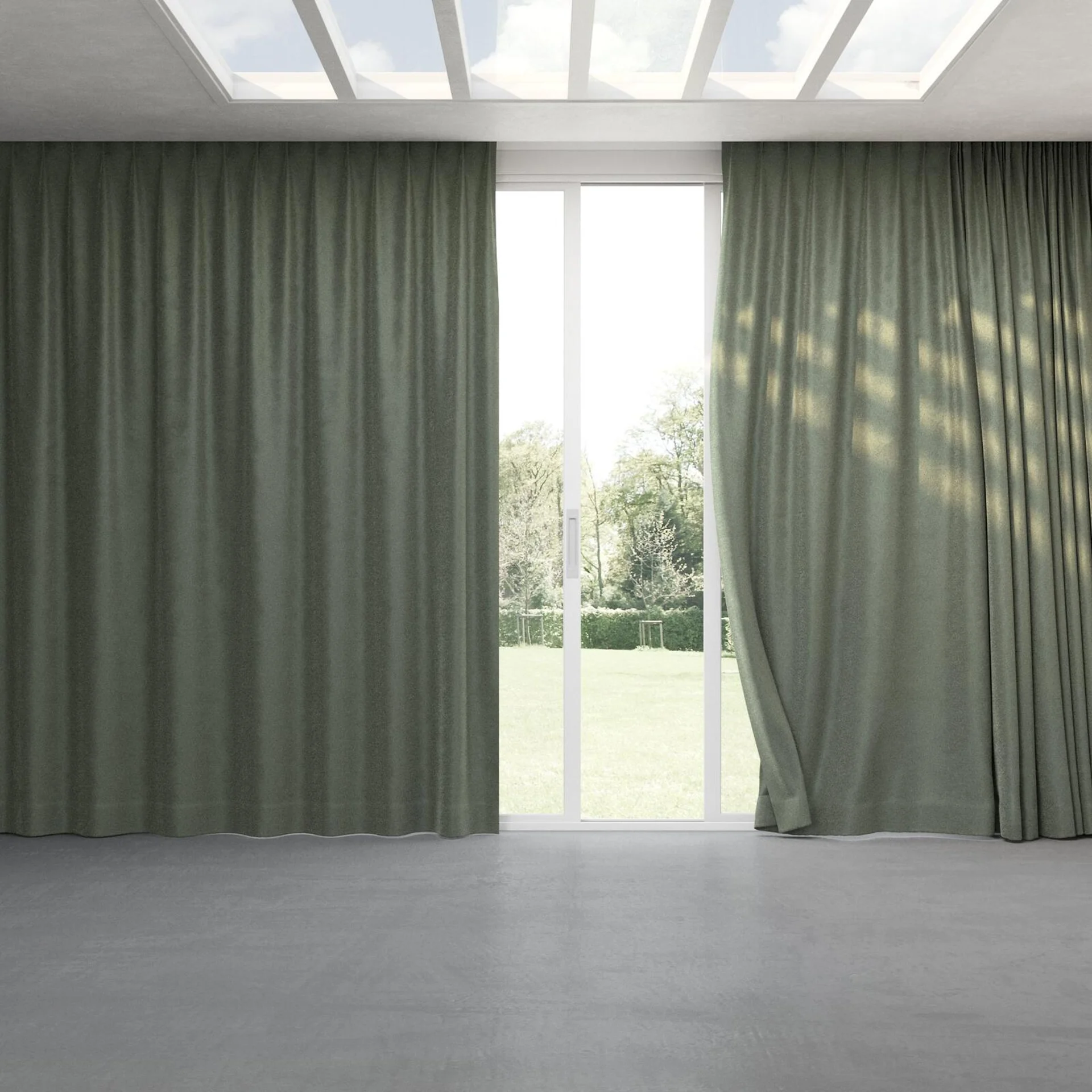 Full view of Brigadier Sycamore, pinch pleat