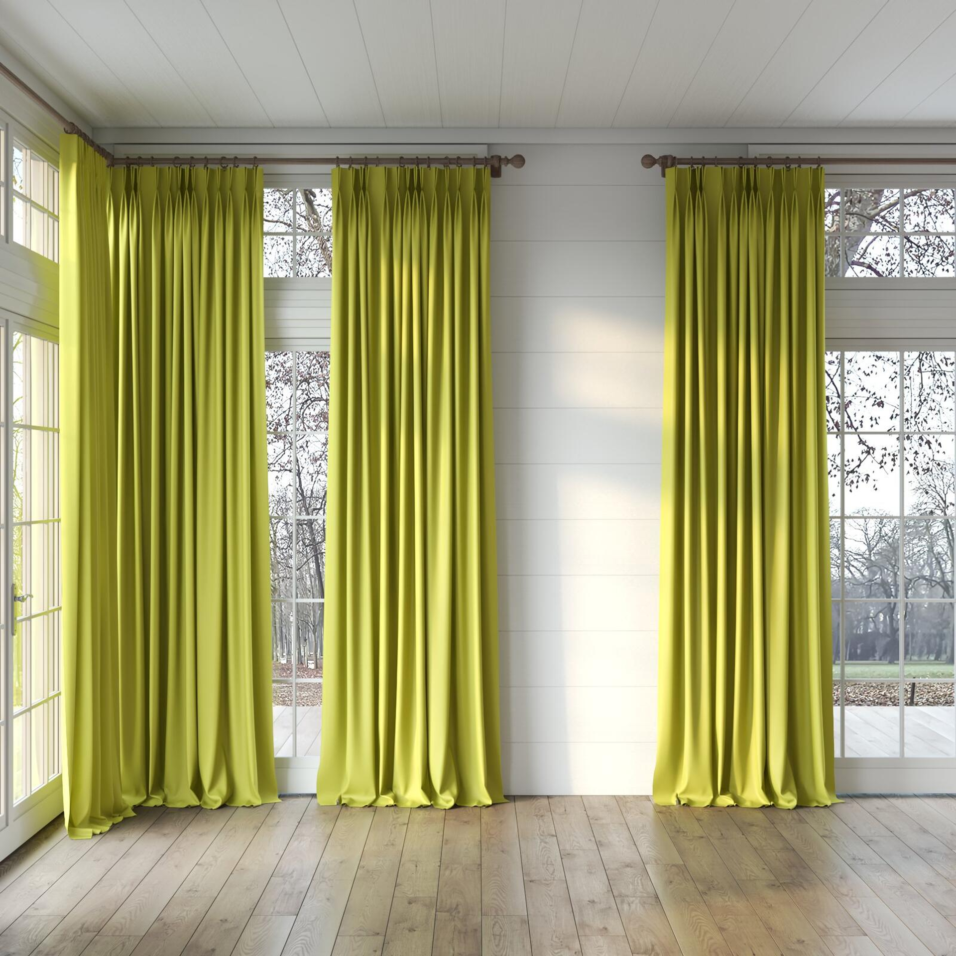 Full view of Blockbuster Boa, puddled, on curtain rod