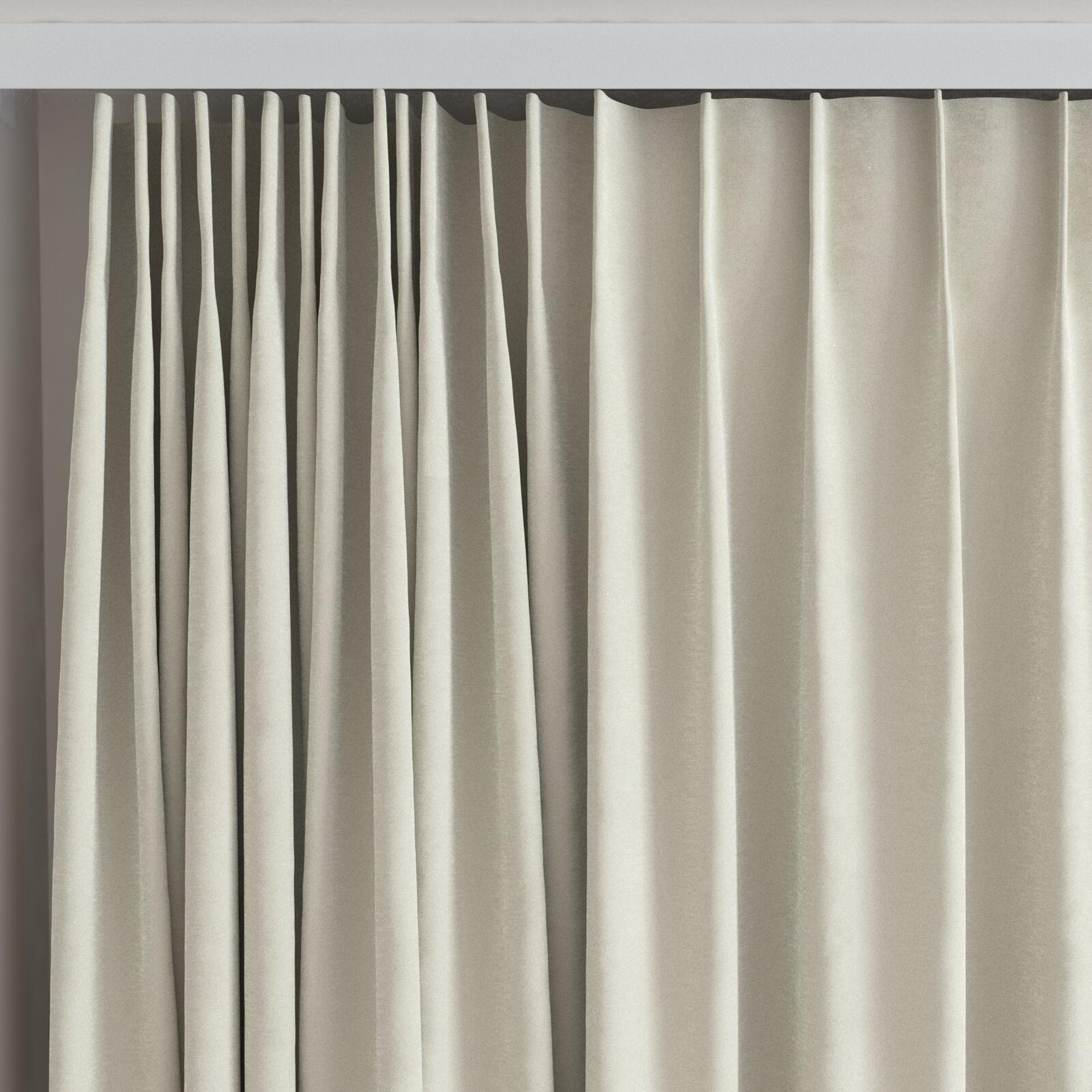 Top view of Moon Silver, on curtain rail