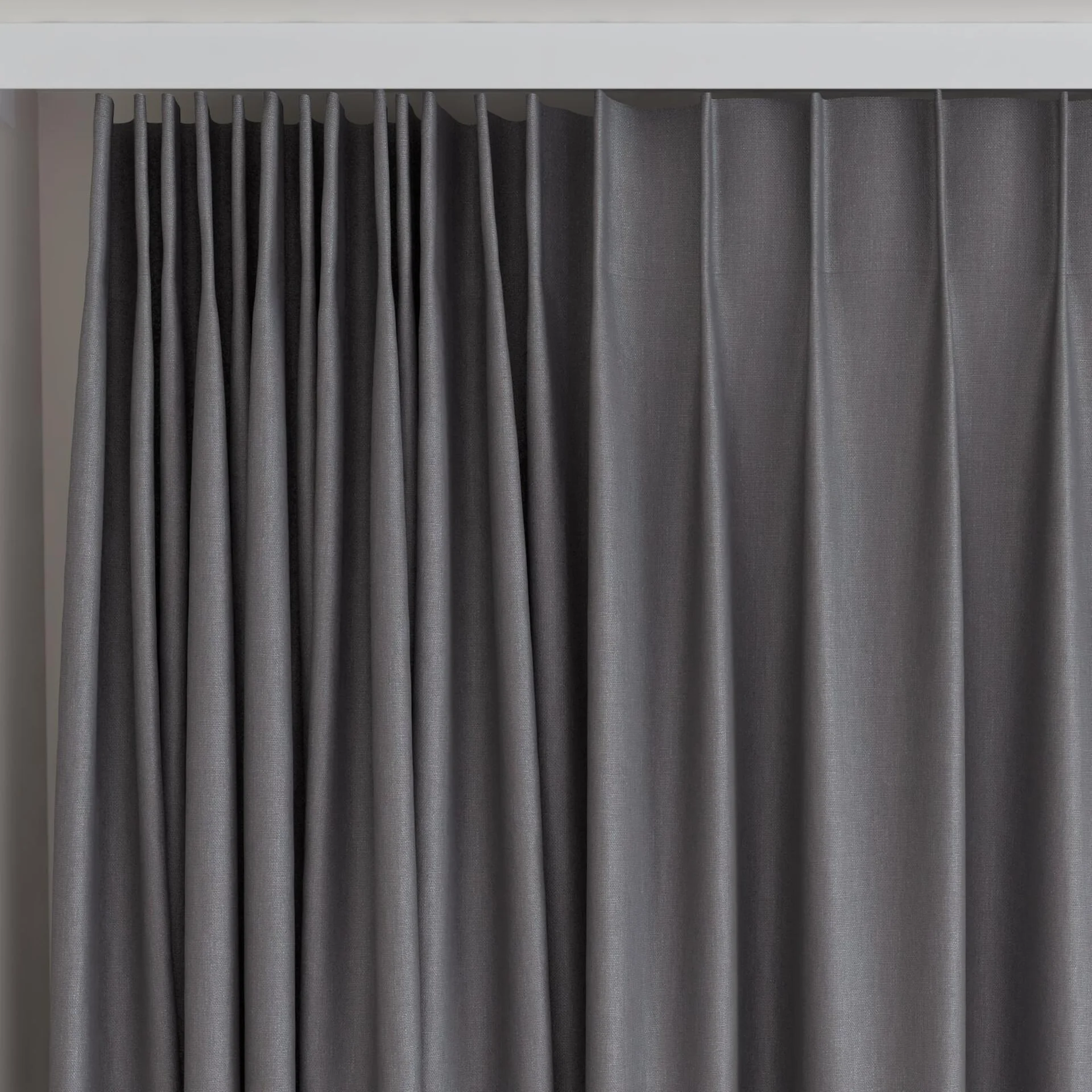 Top view of Infinite Night Shade, on curtain rail