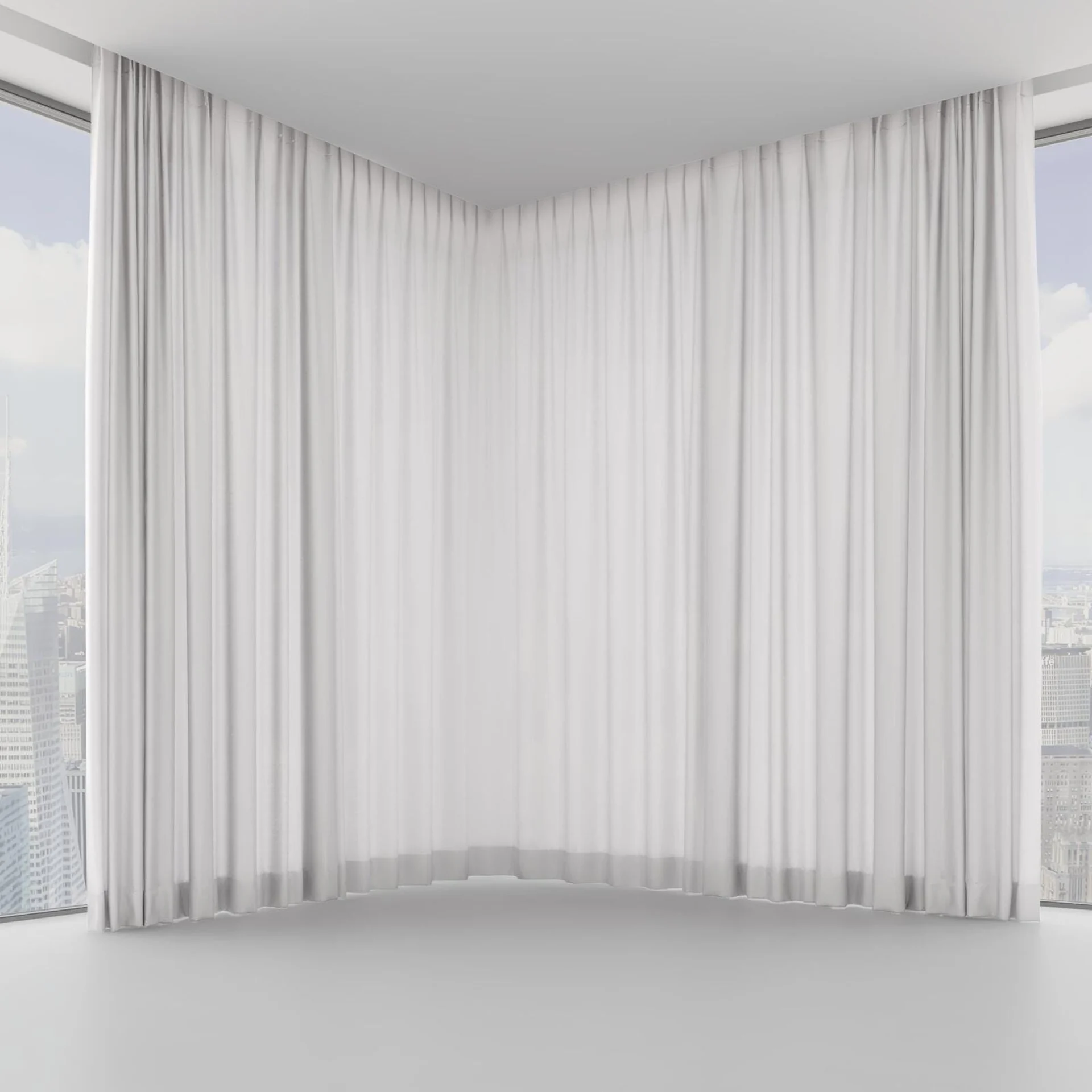 Front view of Linen Crystal, on hidden rail