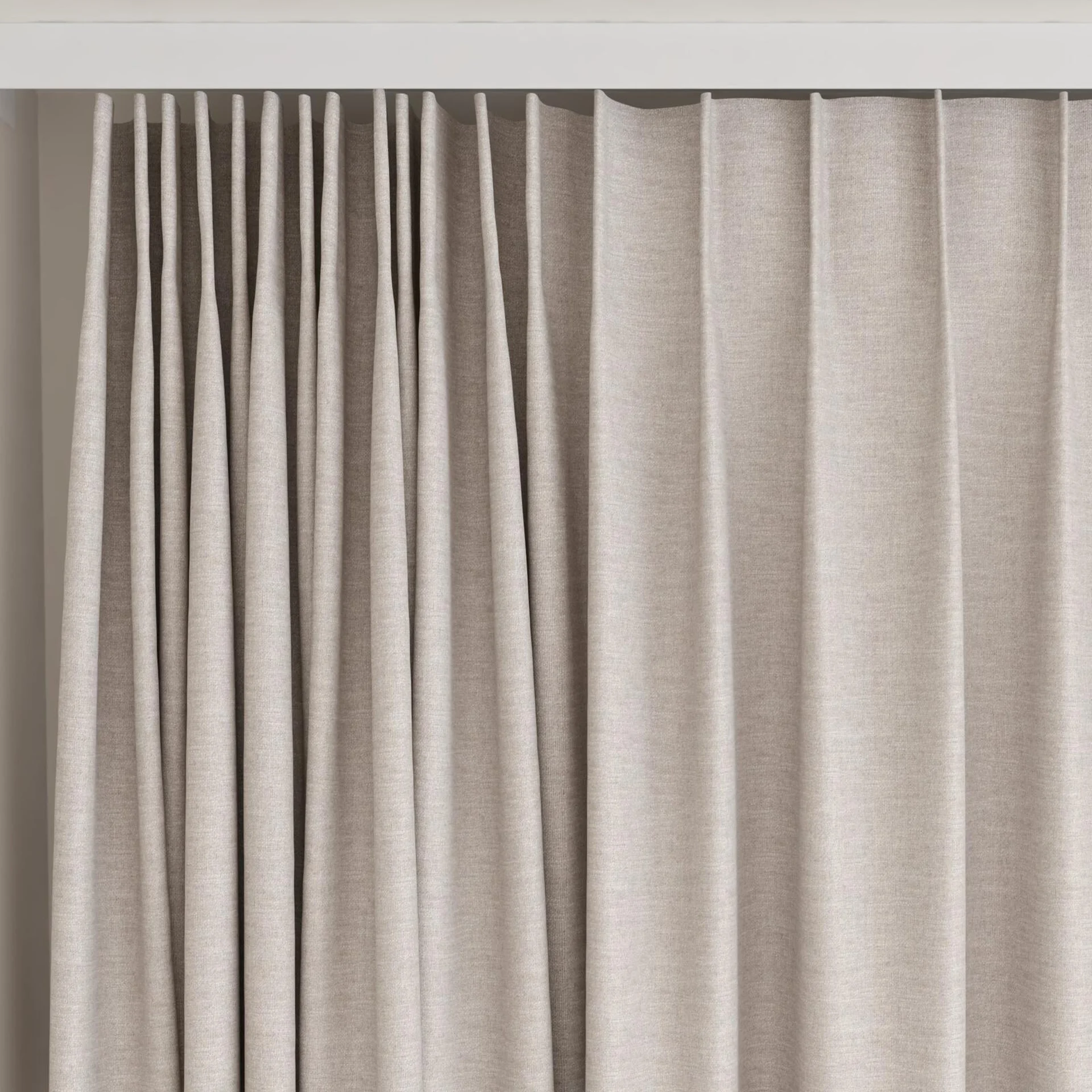 Top view of Casual Lilac, on curtain rail
