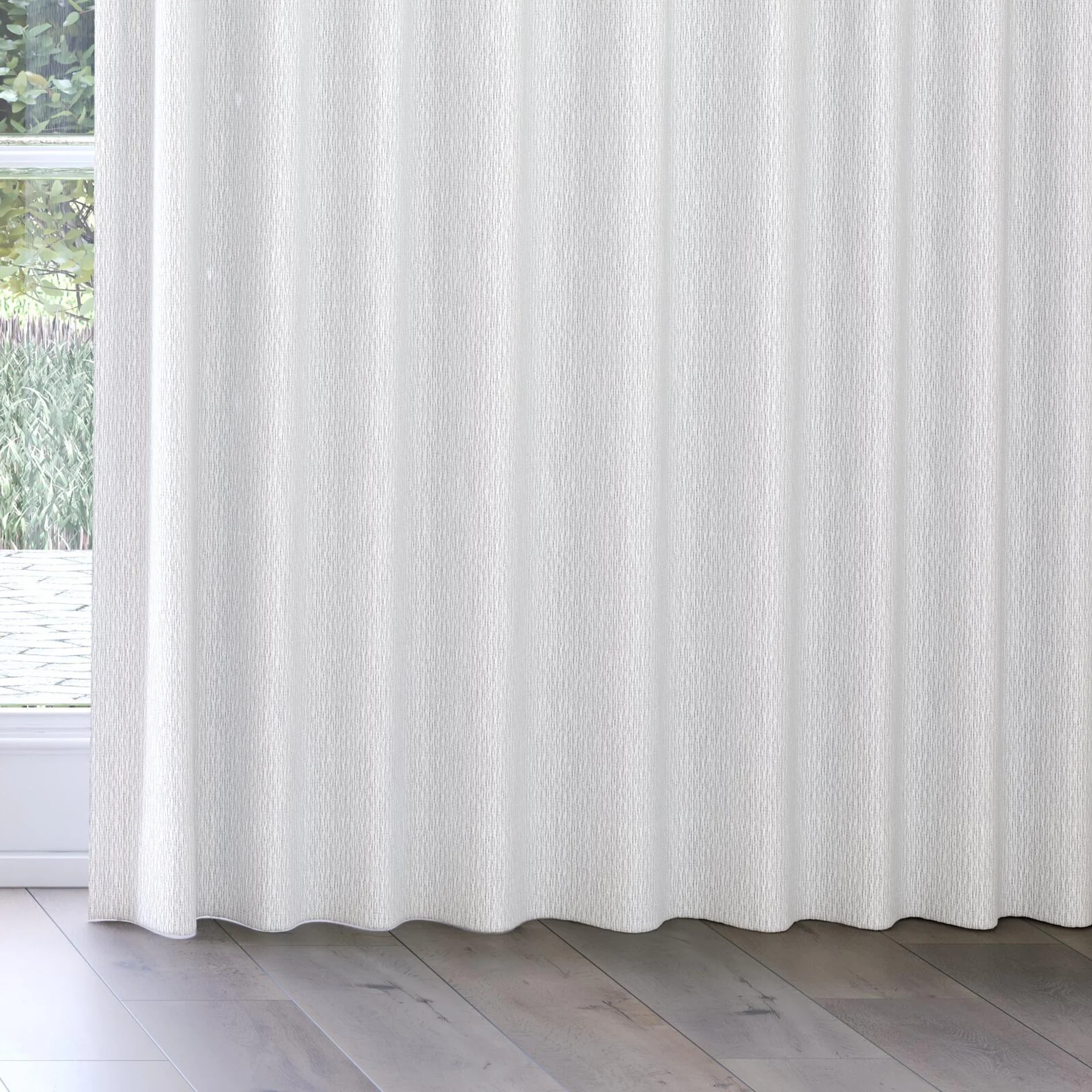 Bottom view of Semblance Pearl, on curtain rail