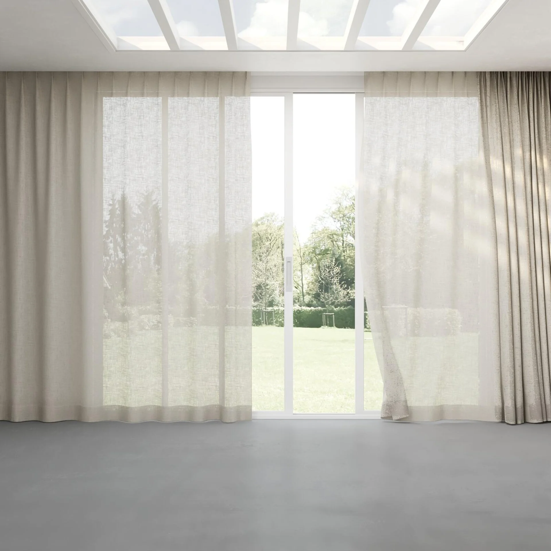 Full view of Adobe Linen, pinch pleat