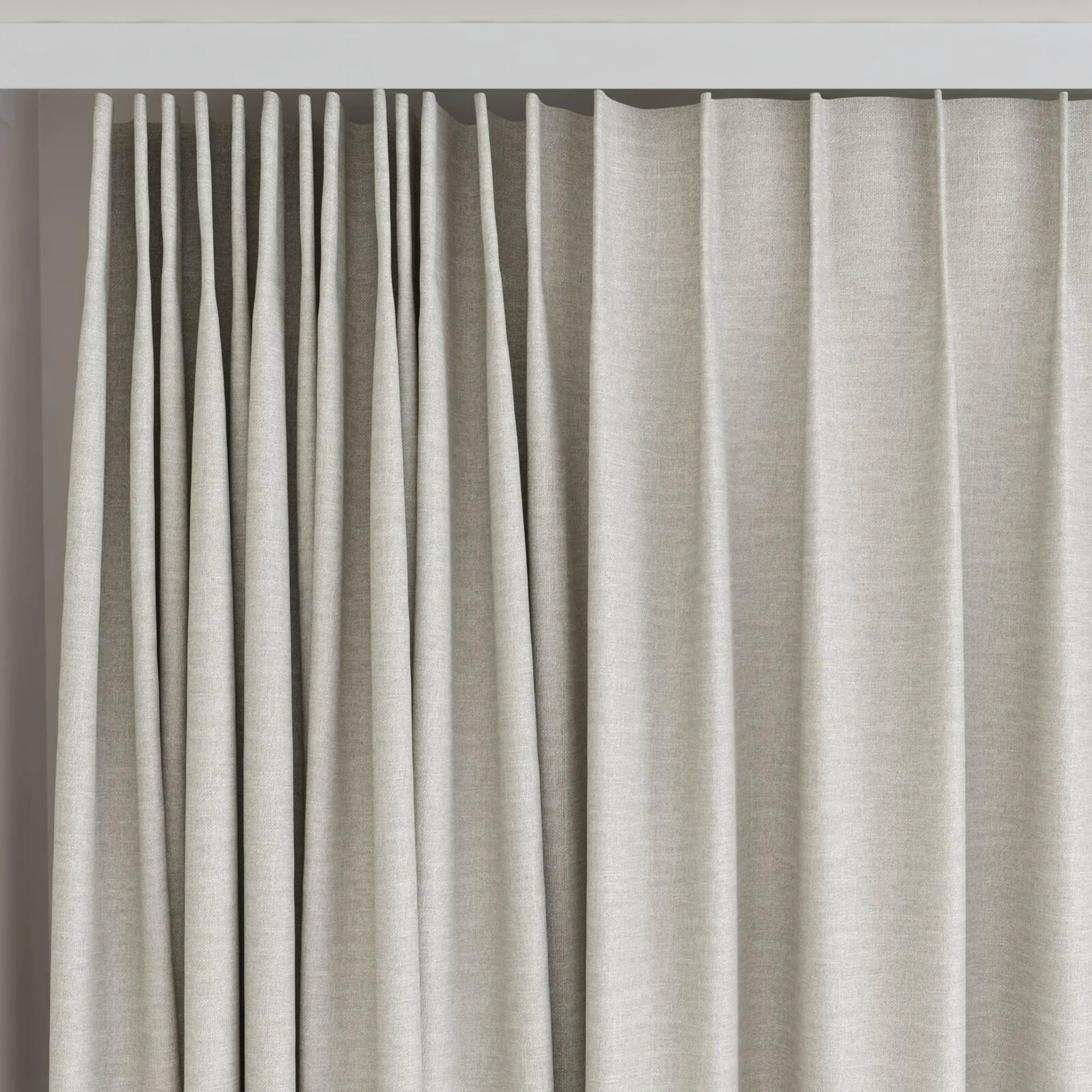 Top view of Casual Flint, on curtain rail