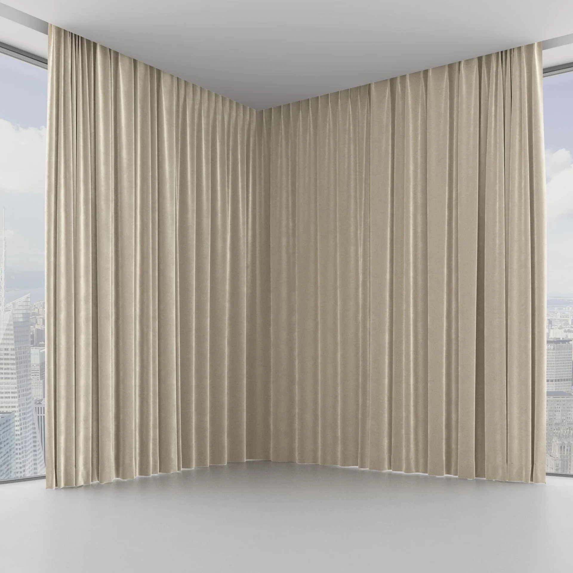 Front view of Velvelux Dune, on hidden rail
