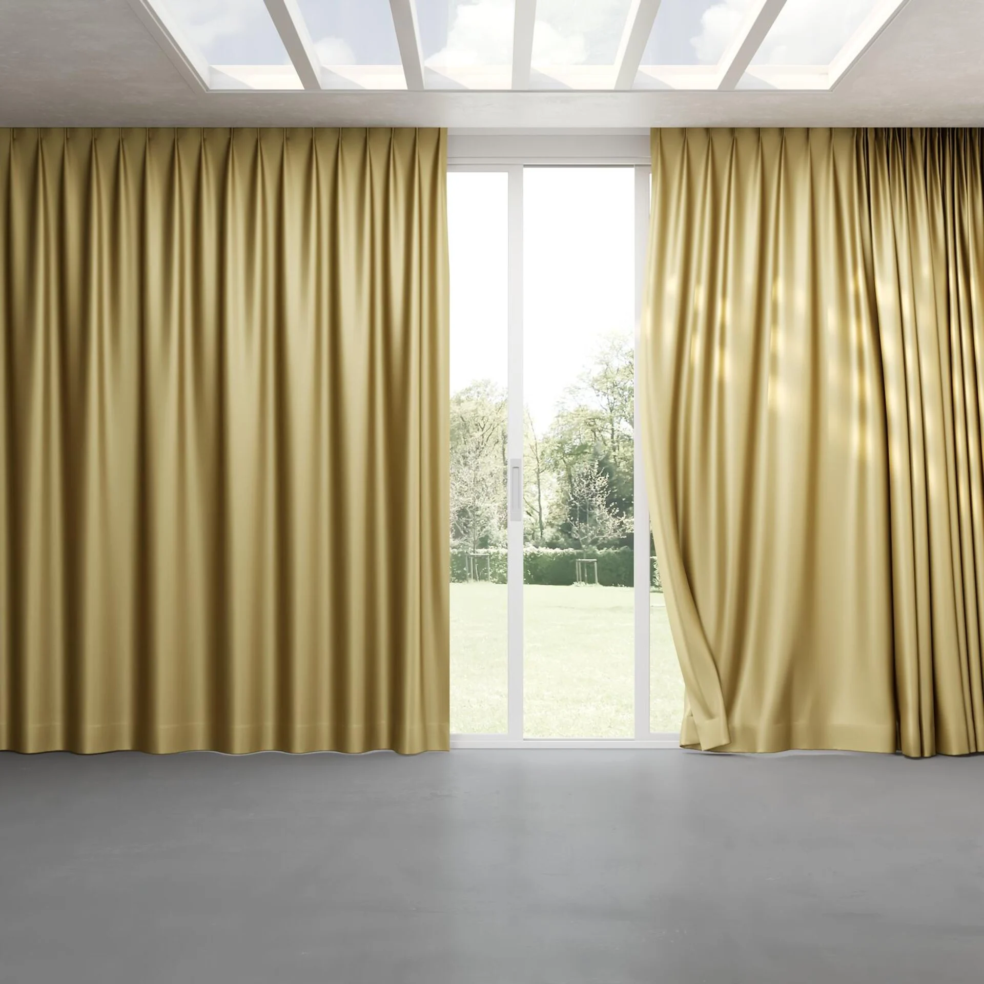 Full view of Moonbeam Biscotti, pinch pleat