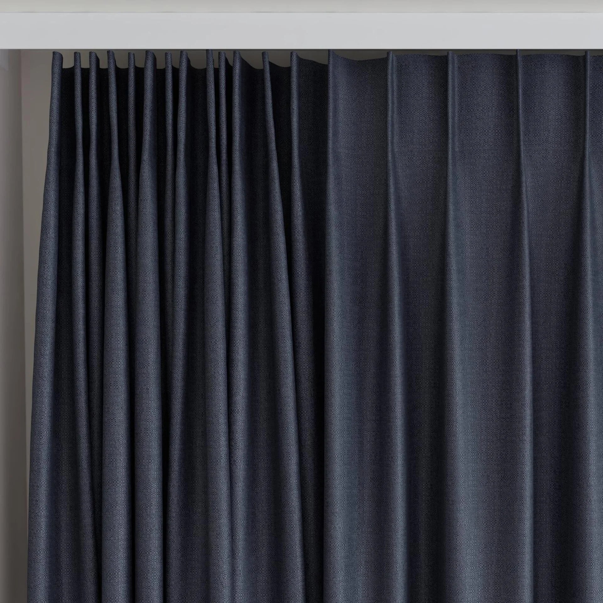 Top view of Celestial Ebony, on curtain rail