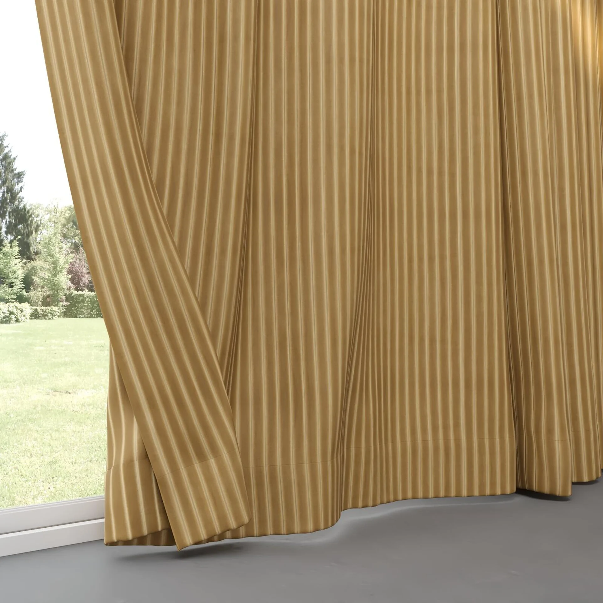 Bottom view of Cordial Camel, pinch pleat
