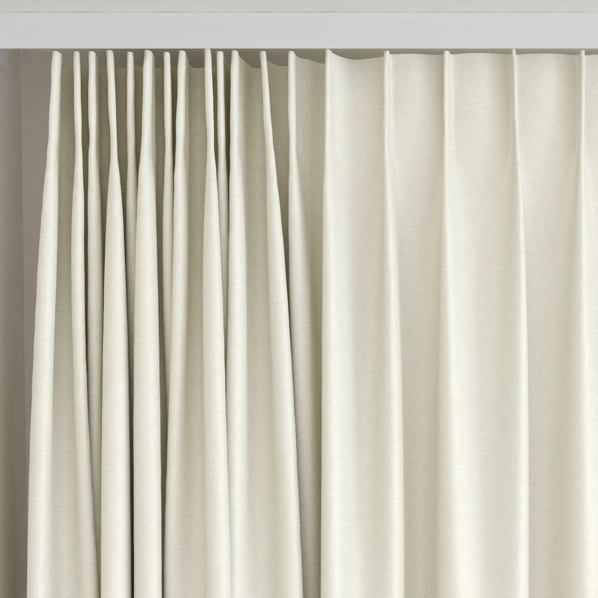 Top view of Eclipse Blackout Linen, on curtain rail