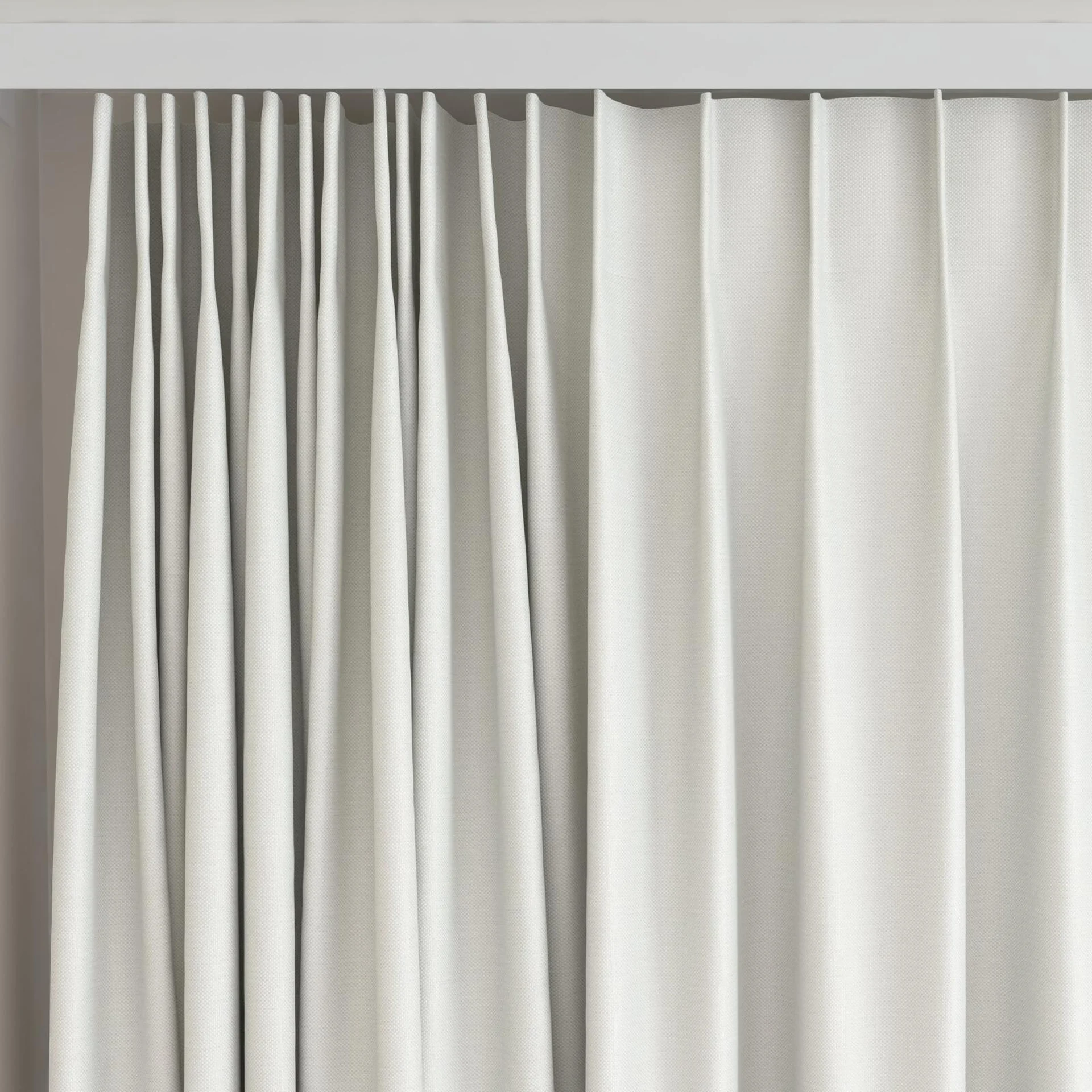 Top view of Duede Marble, on curtain rail