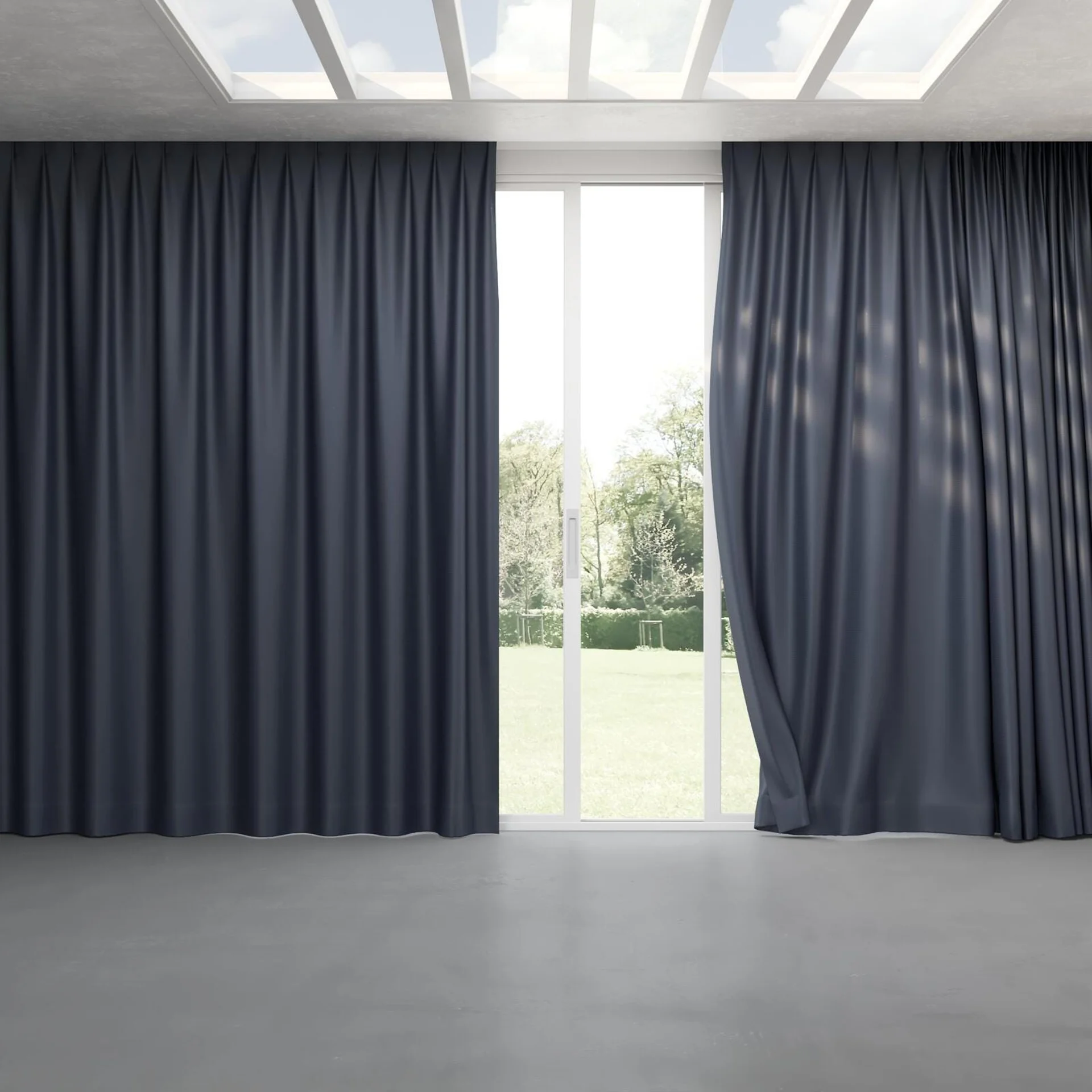 Full view of Kennedy II Blackout Midnight, pinch pleat