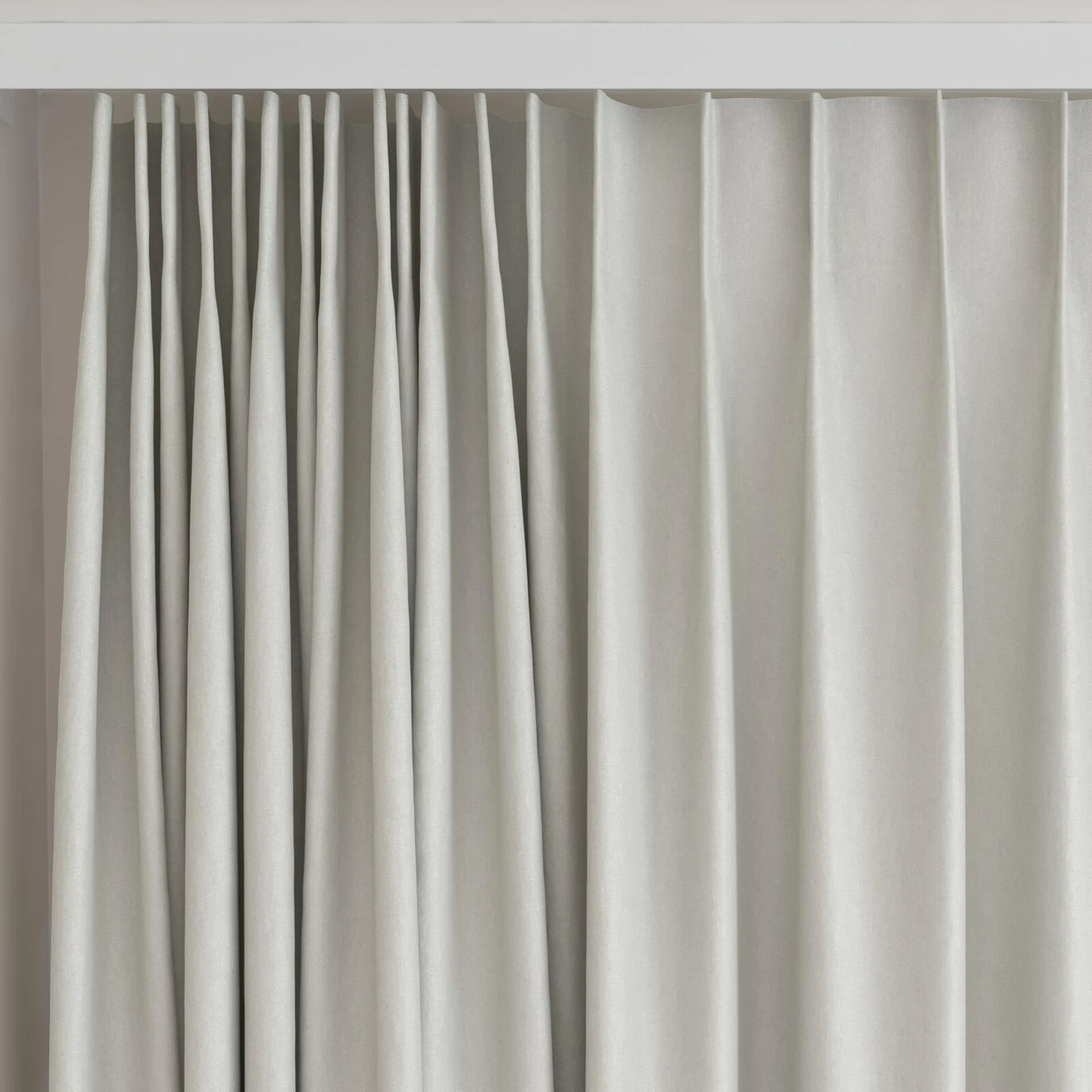 Top view of Eternal Bone, on curtain rail