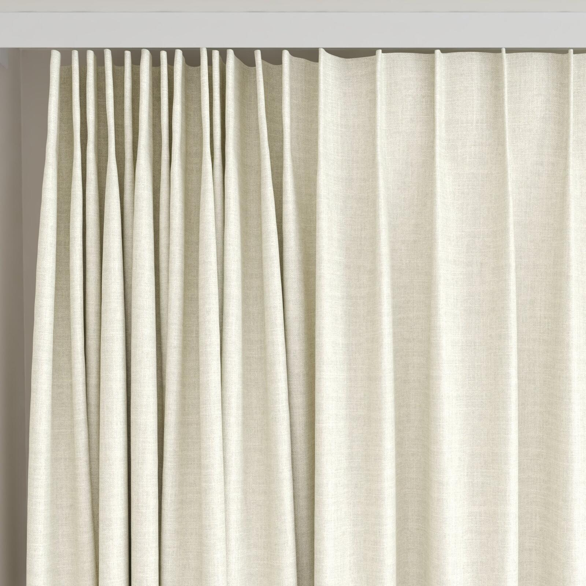 Top view of Frisco Cream, on curtain rail