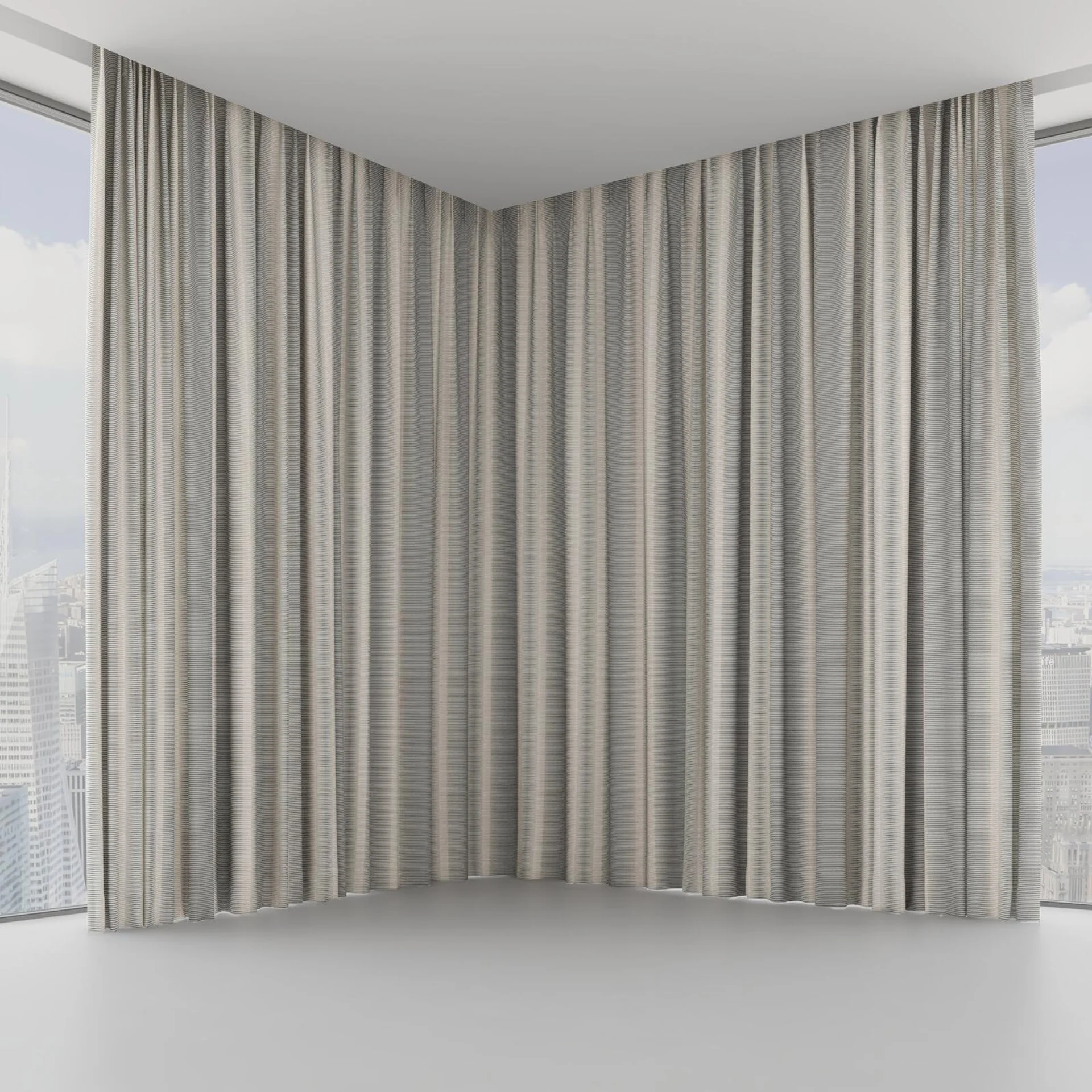 Front view of Jacopo Stripe Metal, on hidden rail