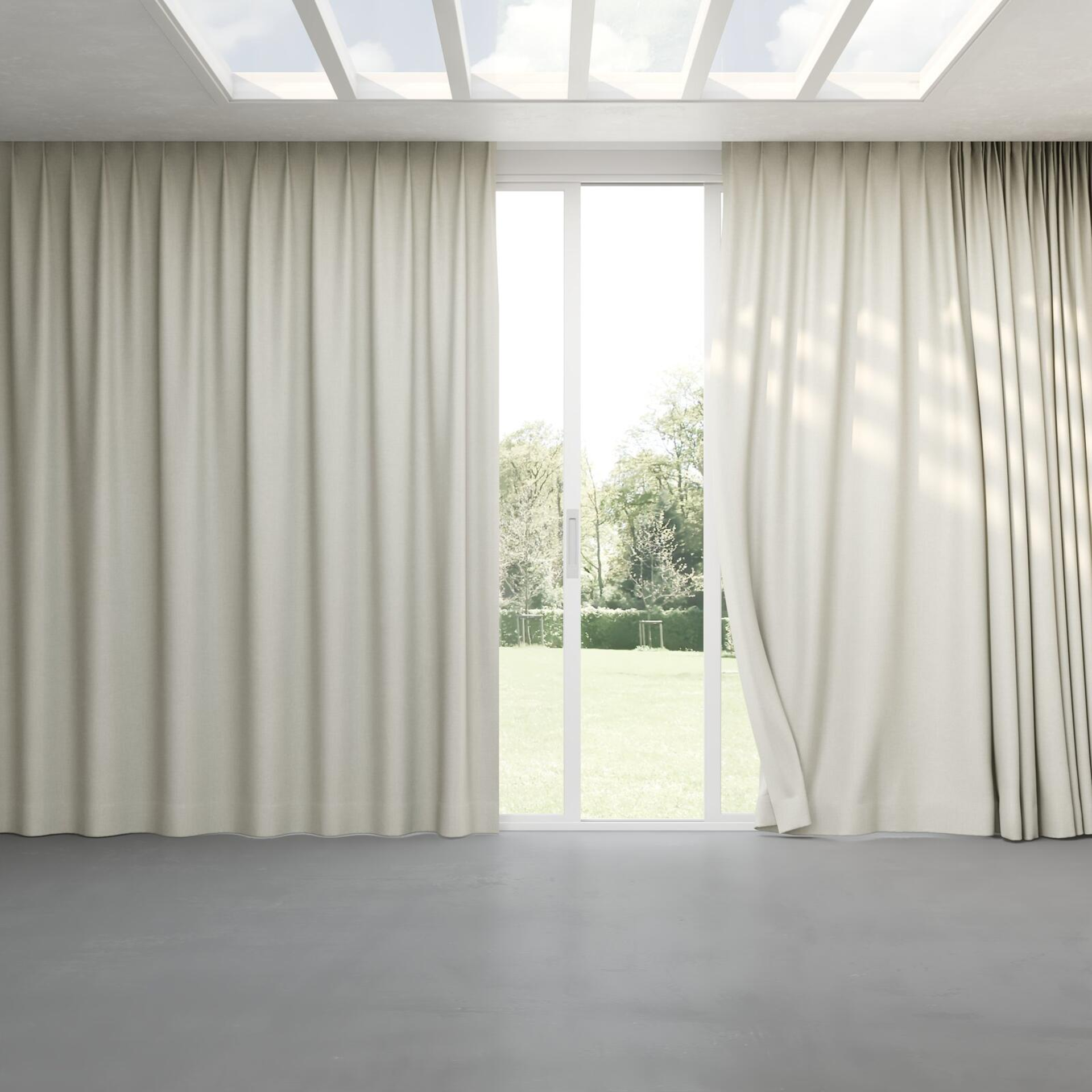 Full view of Cushy Pebble, pinch pleat