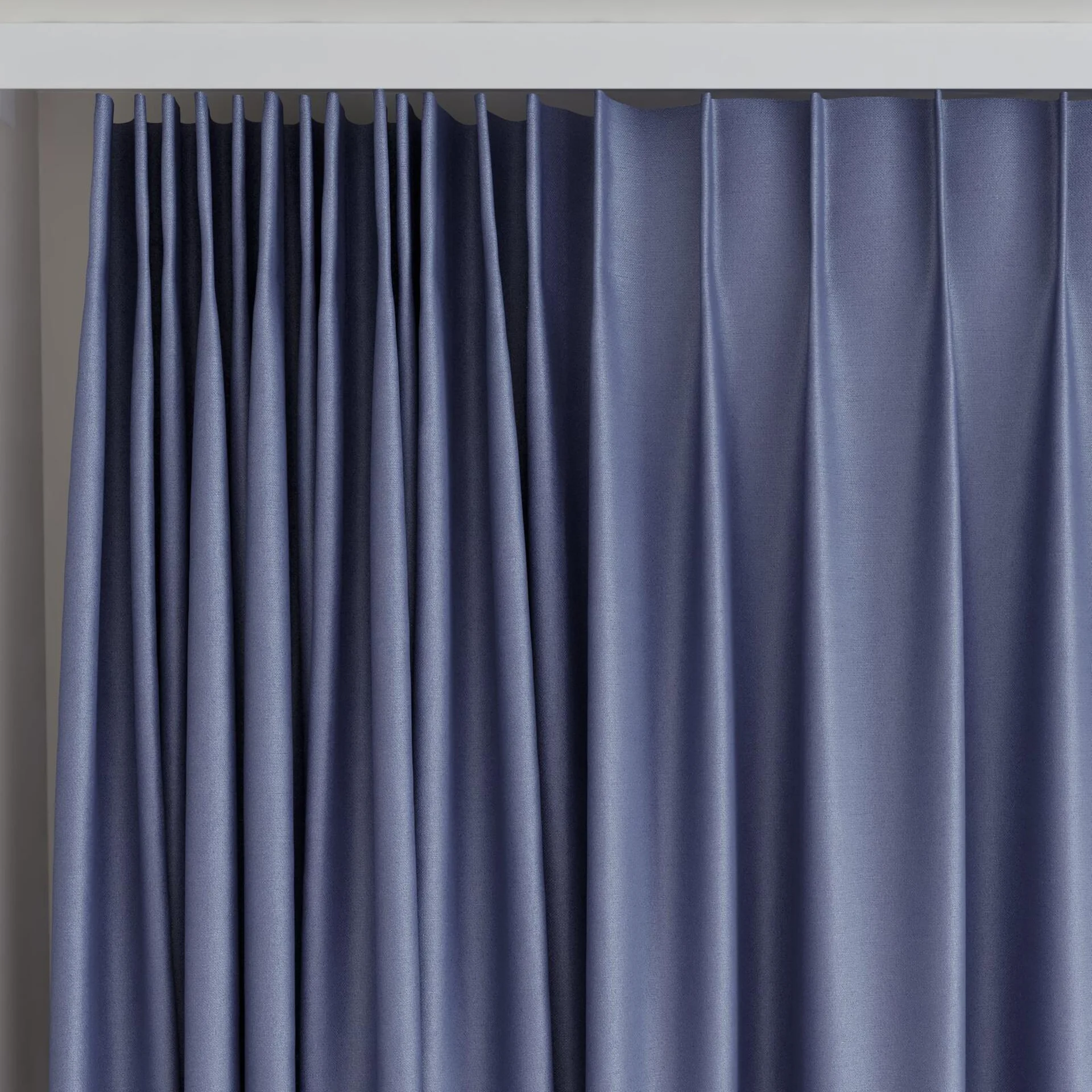 Top view of Hastings Denim, on curtain rail