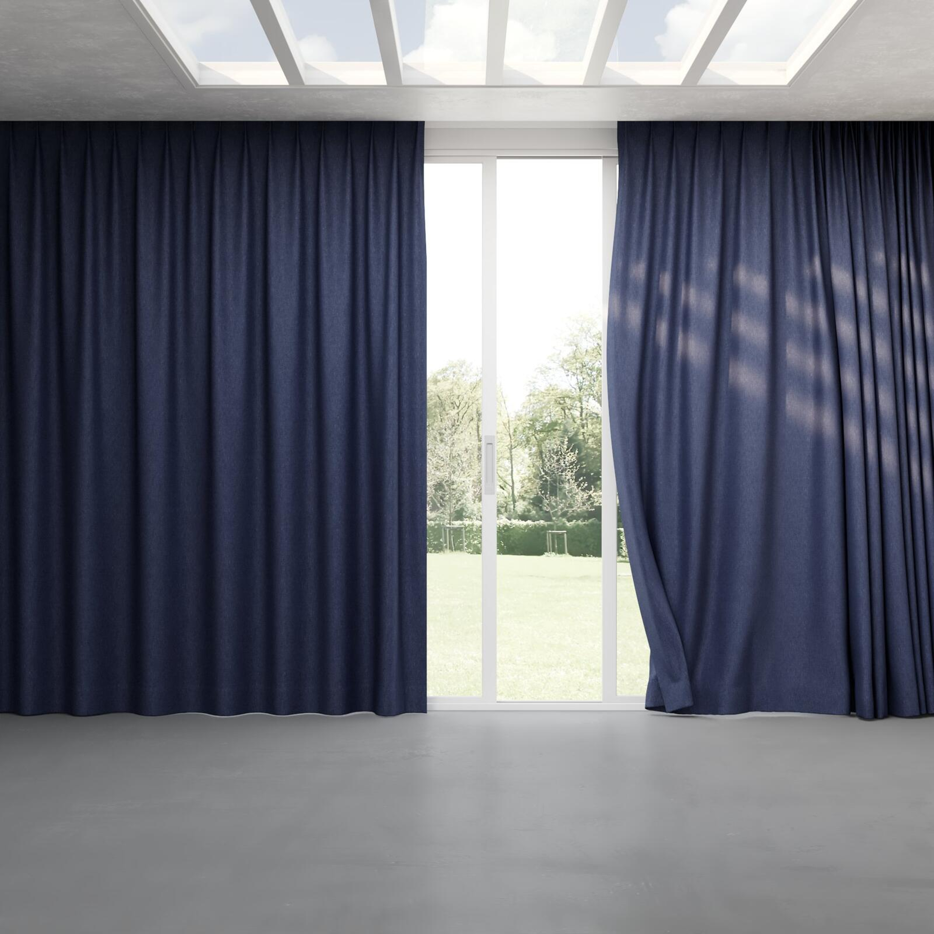 Full view of Perfecto Navy, pinch pleat