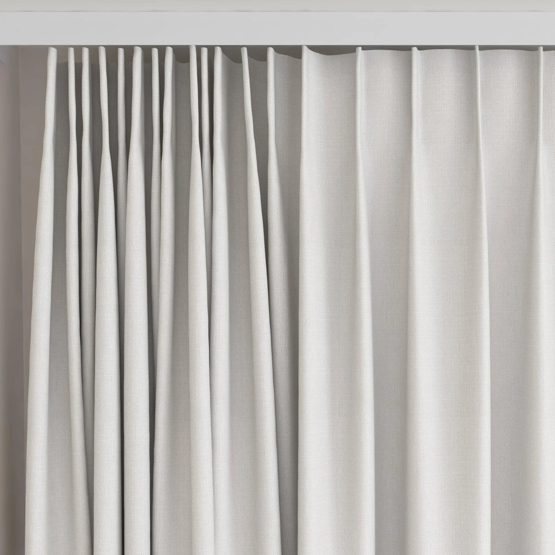 Top view of Darkness Flax, on curtain rail
