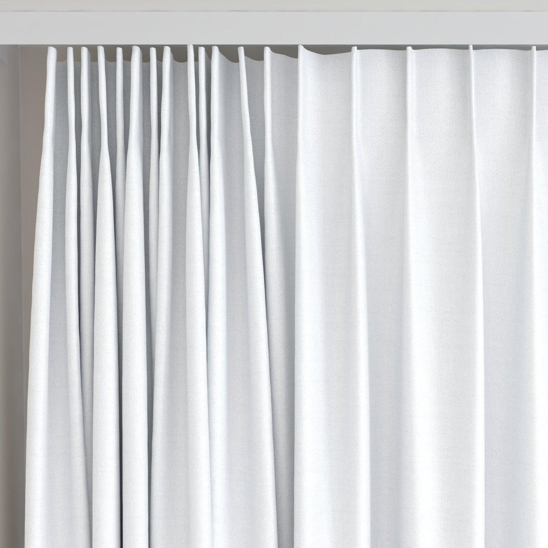 Top view of Celestial Snow, on curtain rail