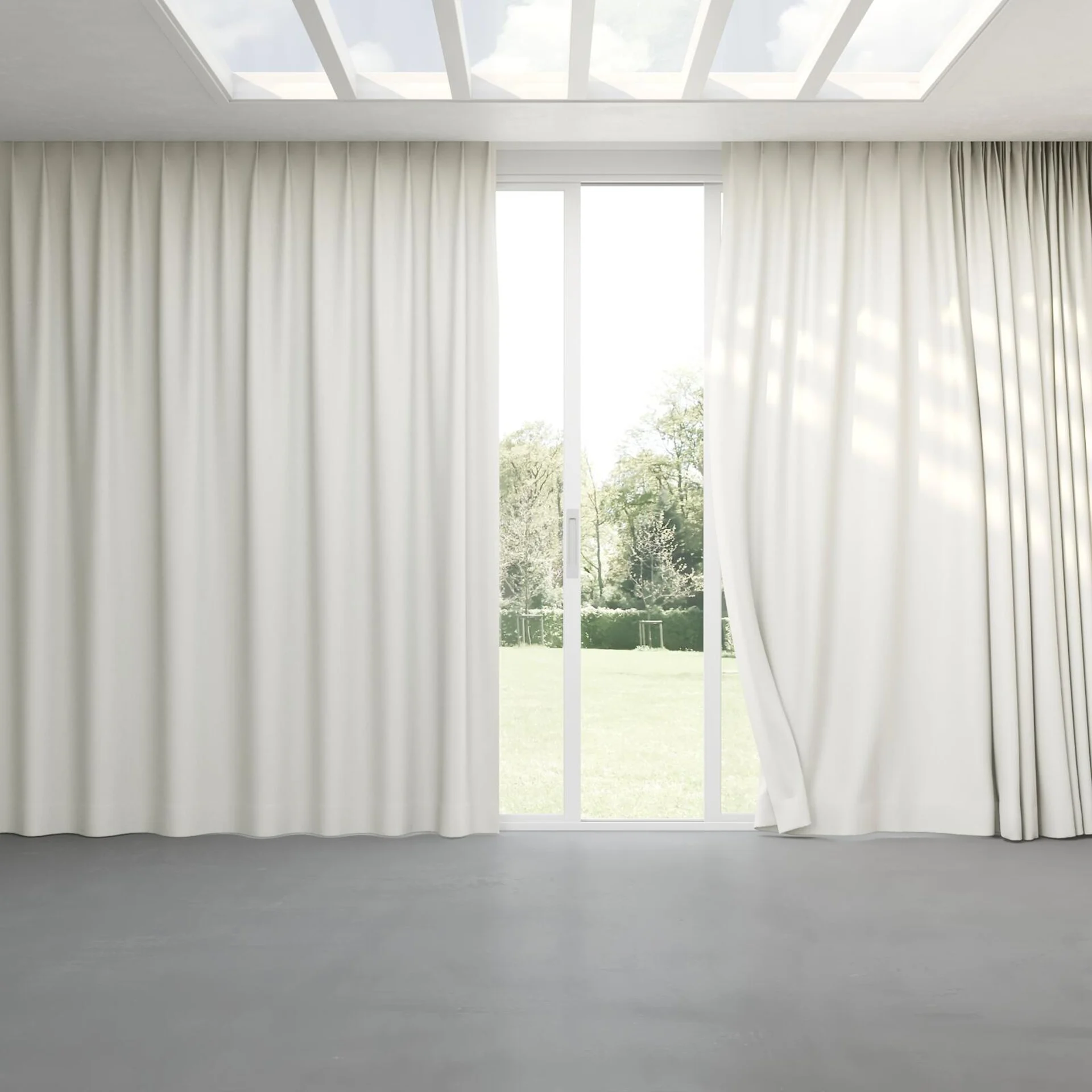 Full view of Re Delis Cream, pinch pleat