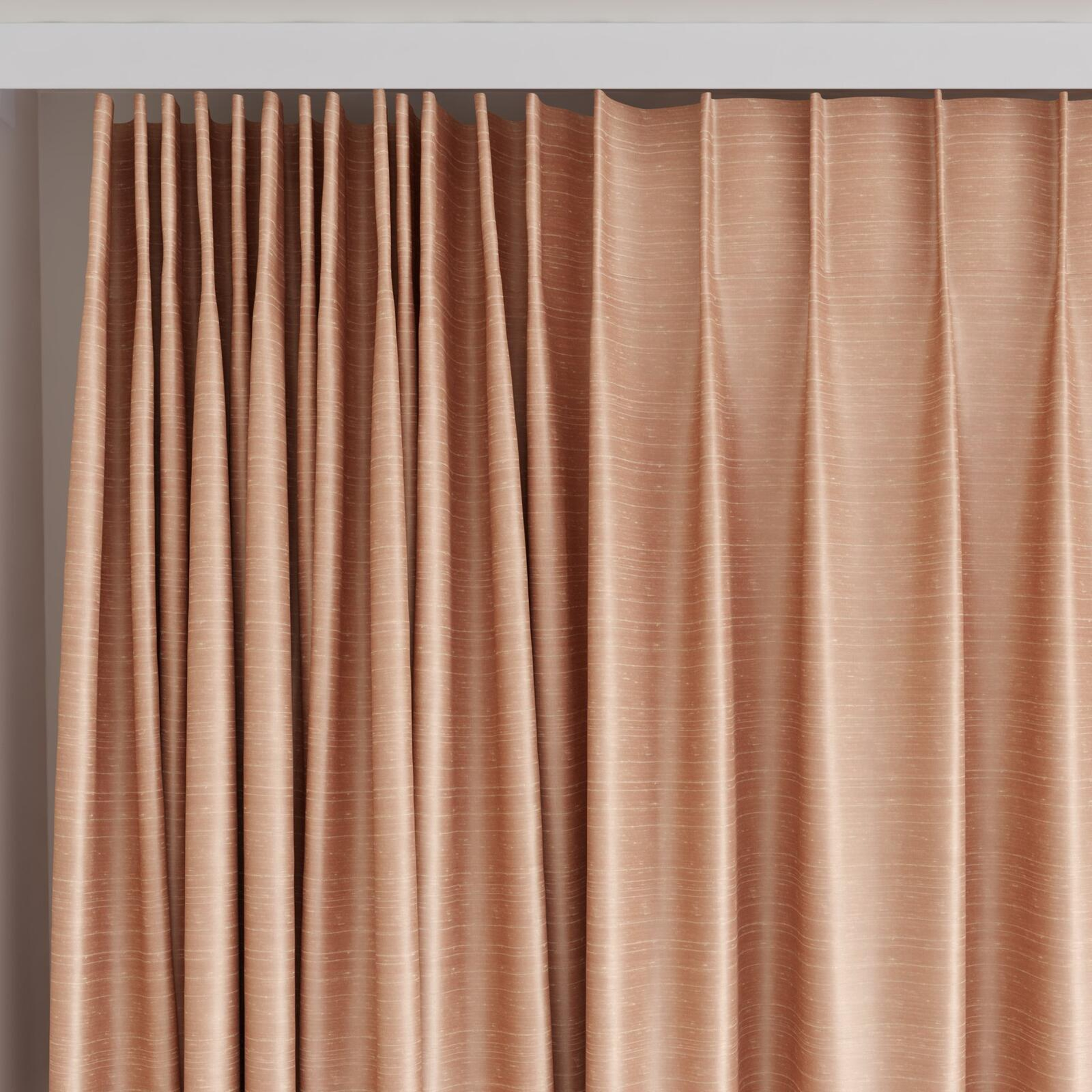 Top view of Silky Salmon, on curtain rail