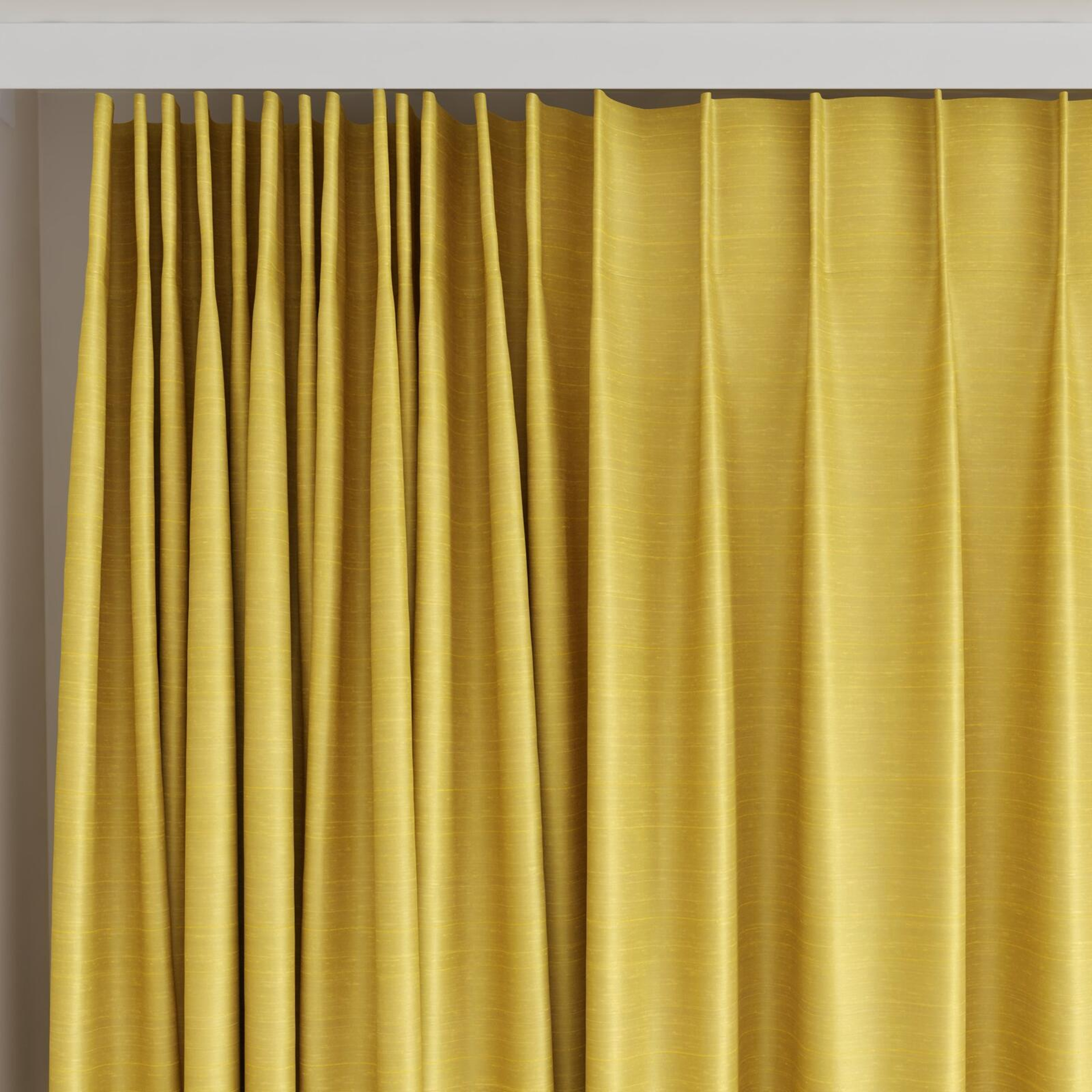 Top view of Silky Gold, on curtain rail