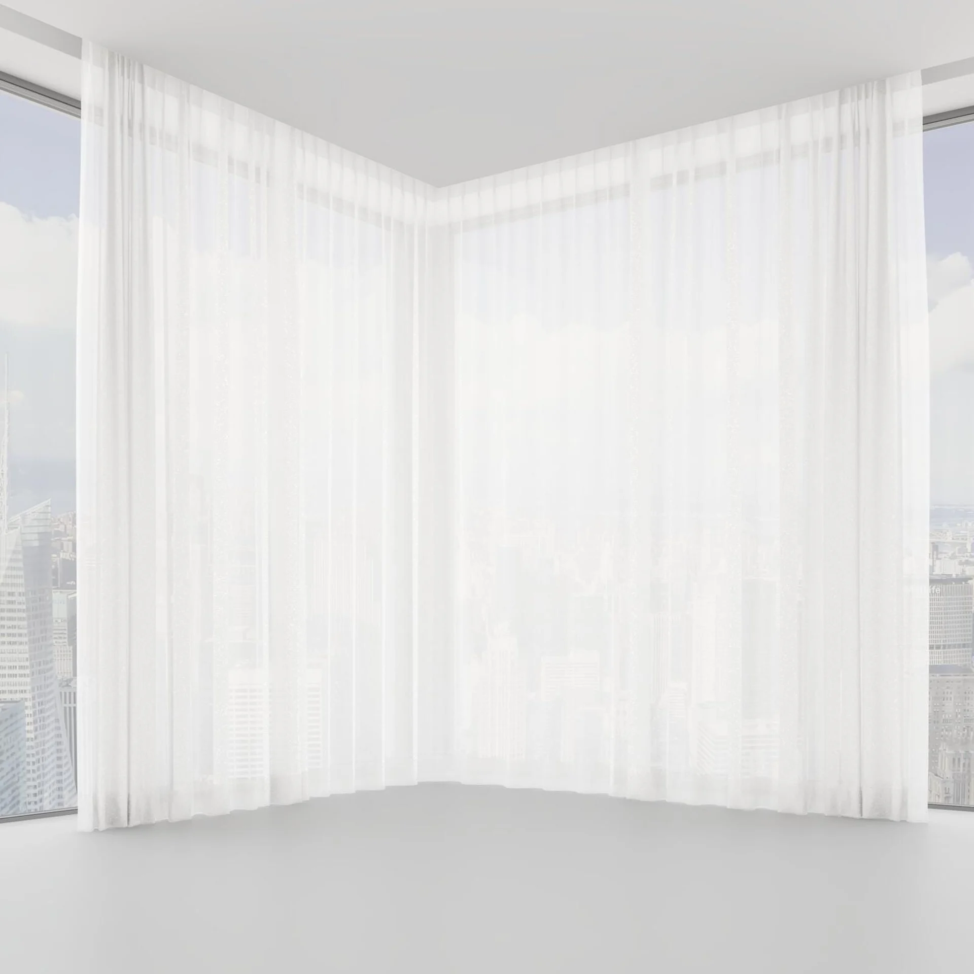 Front view of Balance Silk, on hidden rail
