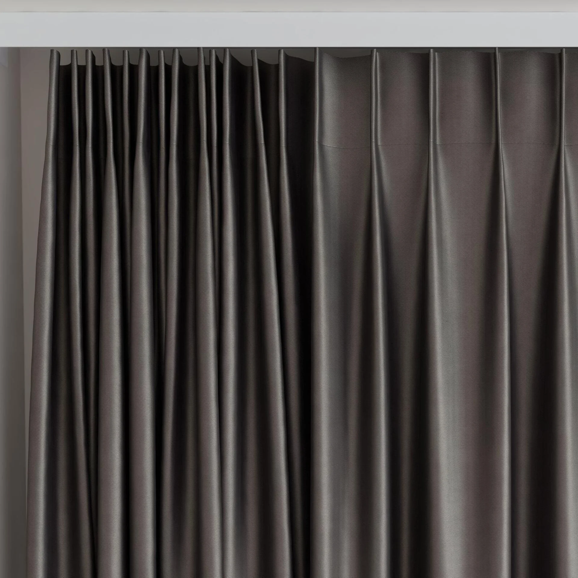Top view of Glacial Pewter, on curtain rail